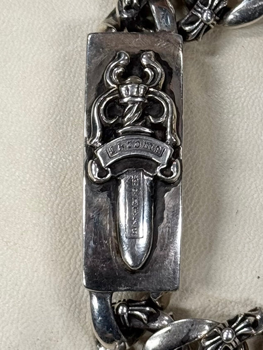 Chrome Hearts ‘Extra Fancy Link’ Dagger Box ID 925 Silver Lobster Clasp Bracelet