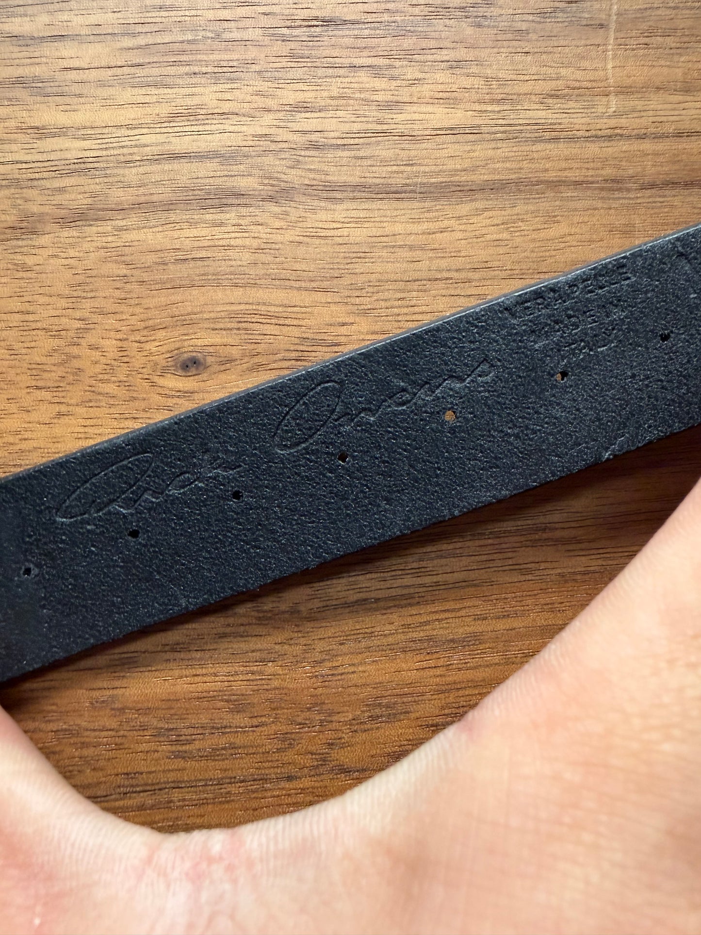 Rick Owens Black Leather Single Wrap Bracelet