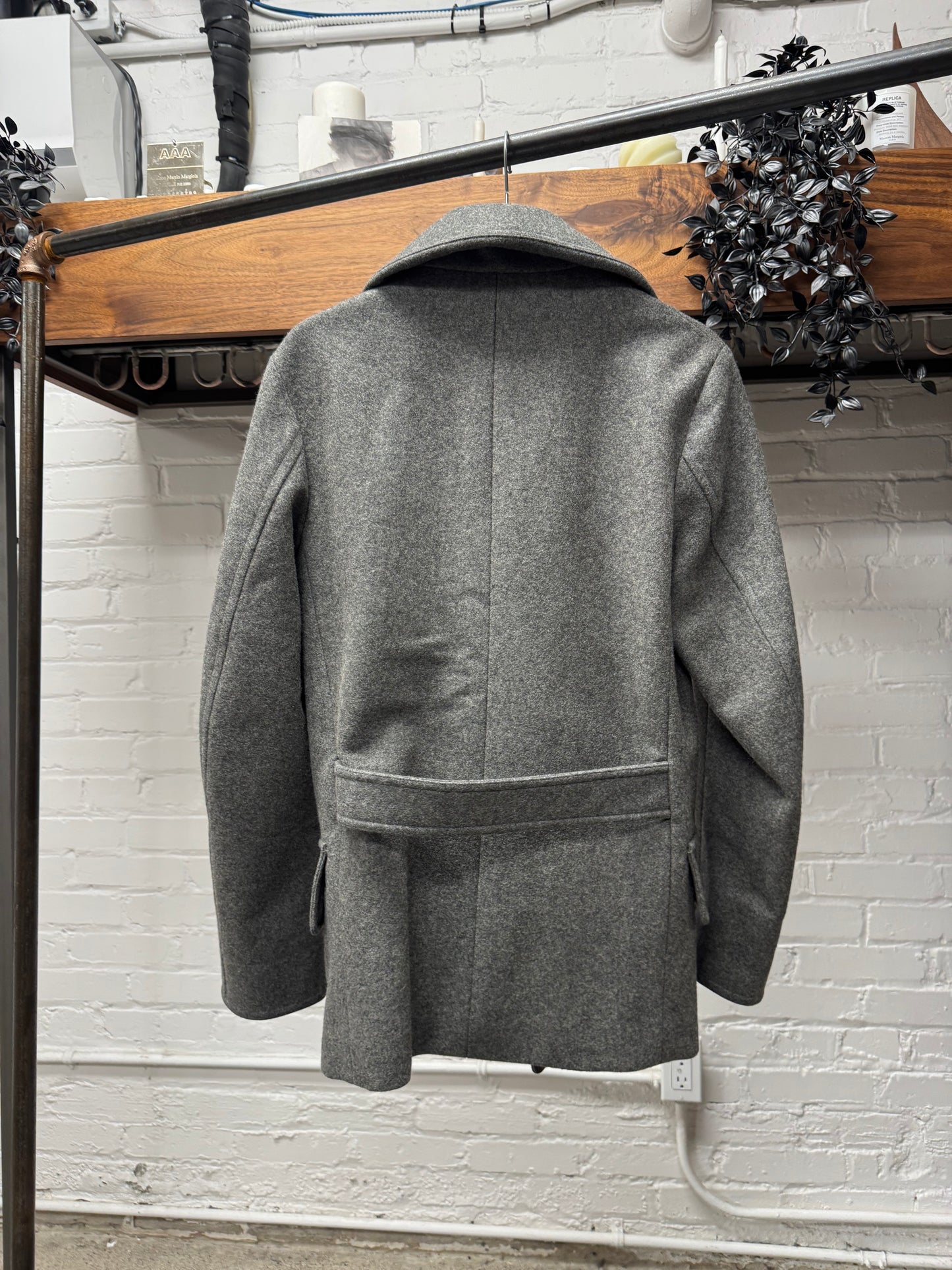 Vintage Yves Saint Laurent Grey Double Breasted Wool Peacoat