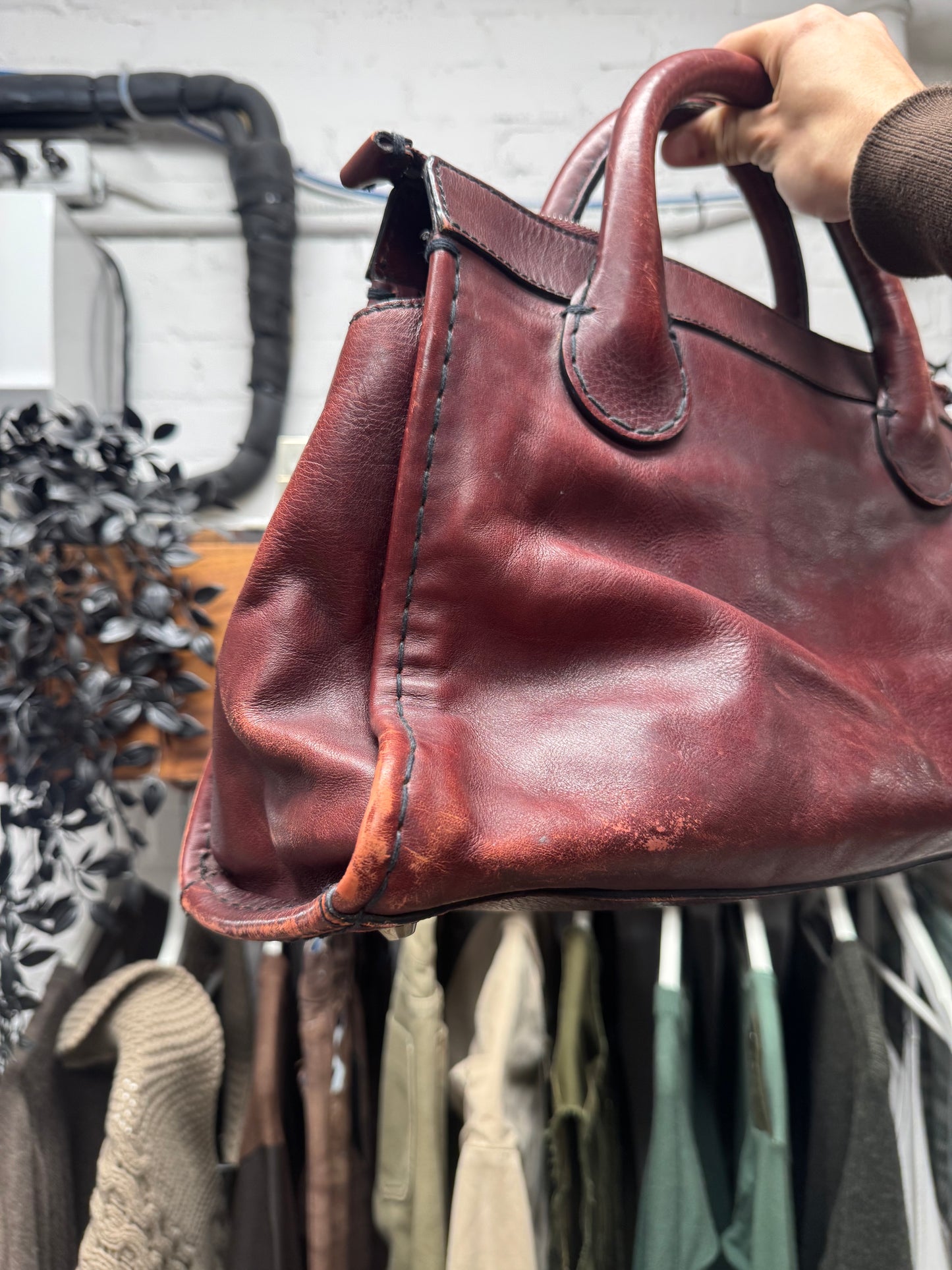 Chloe ‘Edith’ Oxblood Red Leather Top Handle Bag