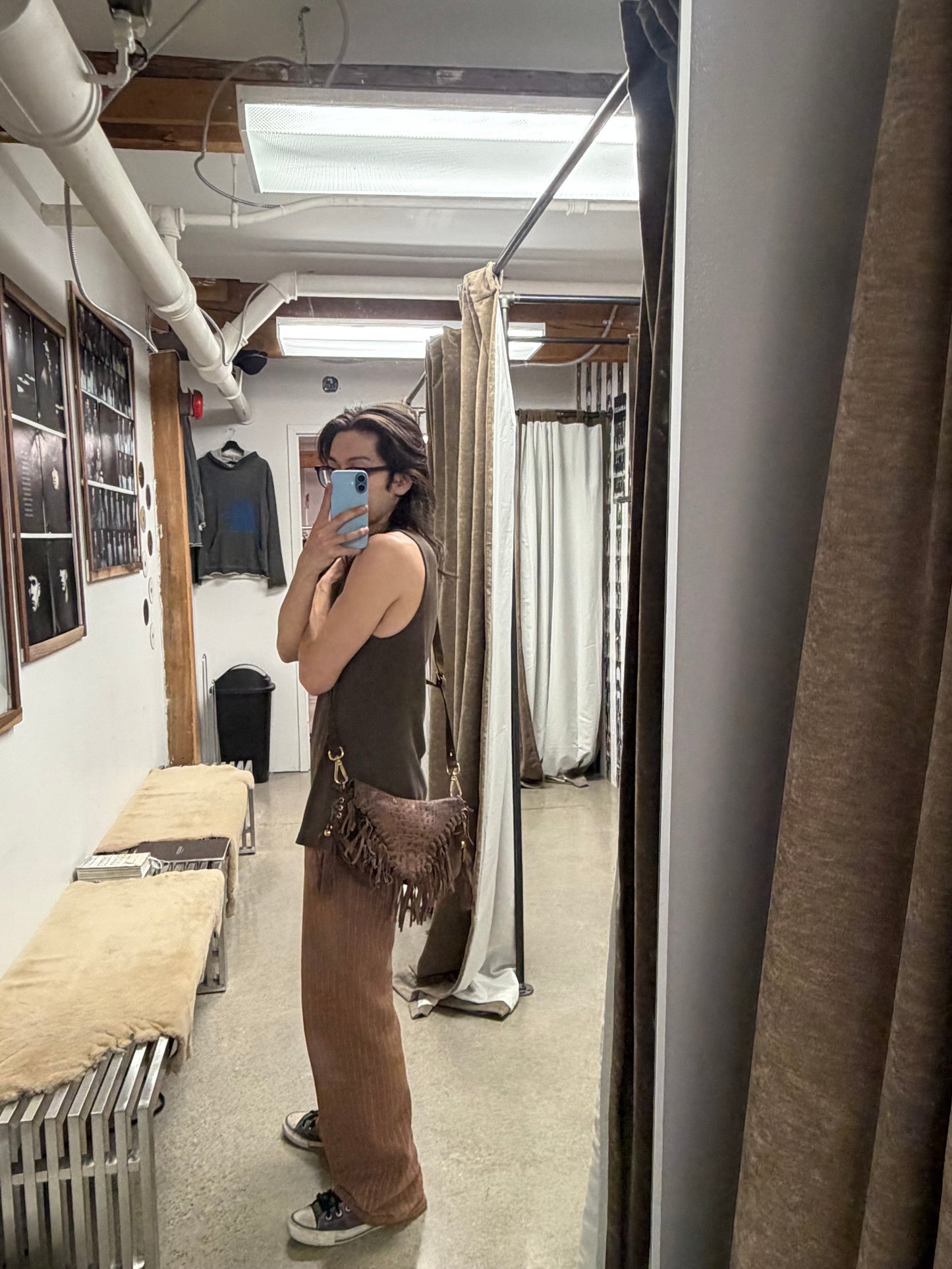 2000s Roberto Cavalli Crocodile Embossed Leather Fringe Side-Bag