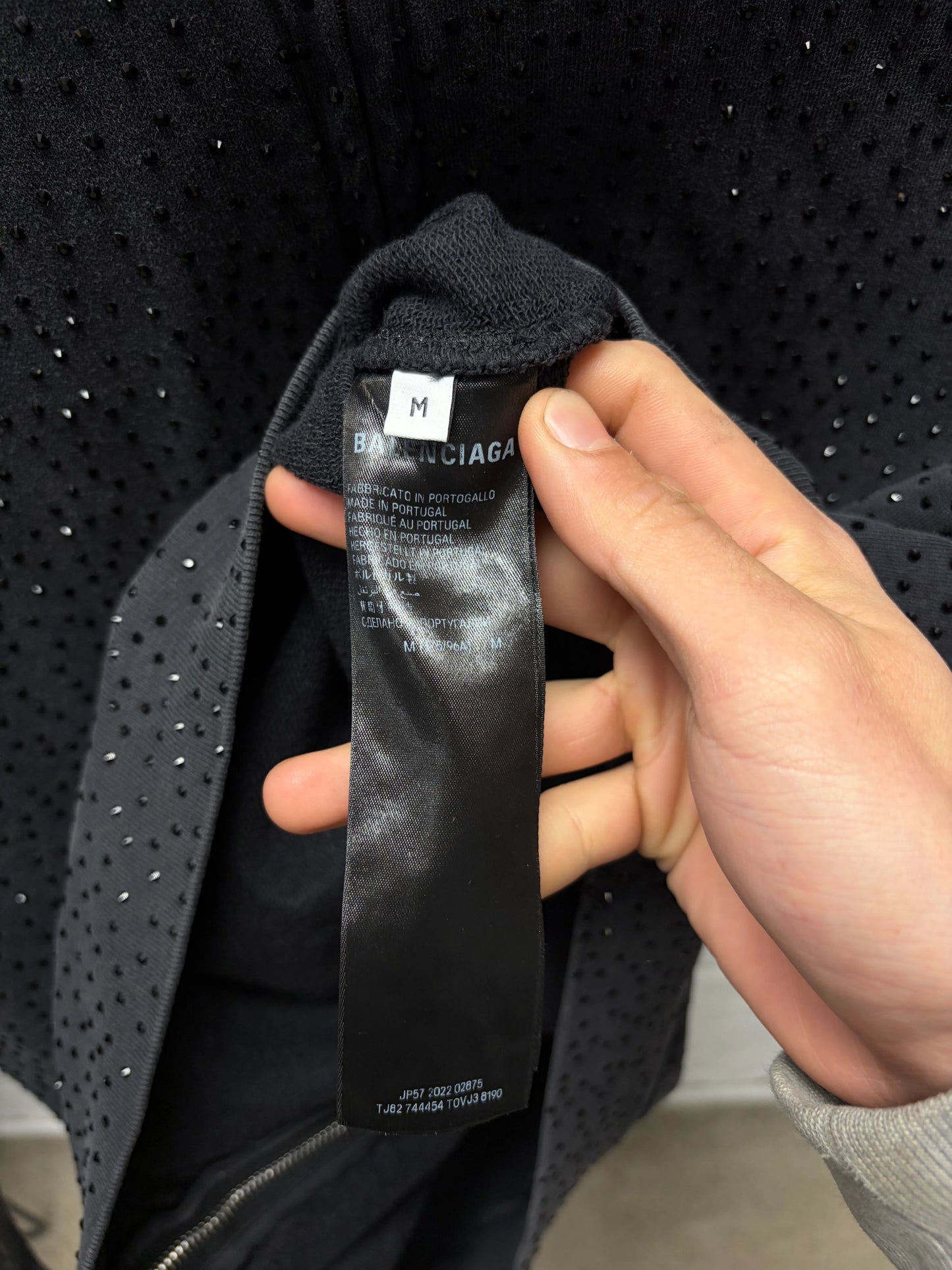 SS2023 Balenciaga ‘Crystal Embellished’ Rhinestone Zip-Up Hoodie