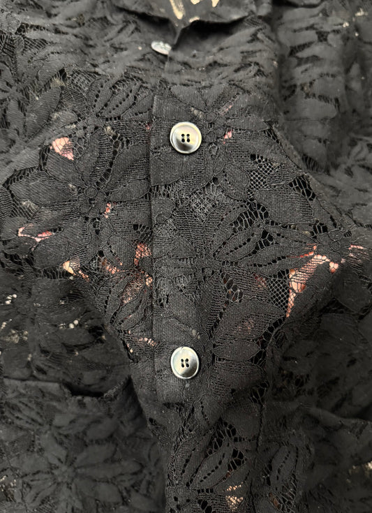 Needles Black Lace Camp Collar Shirt