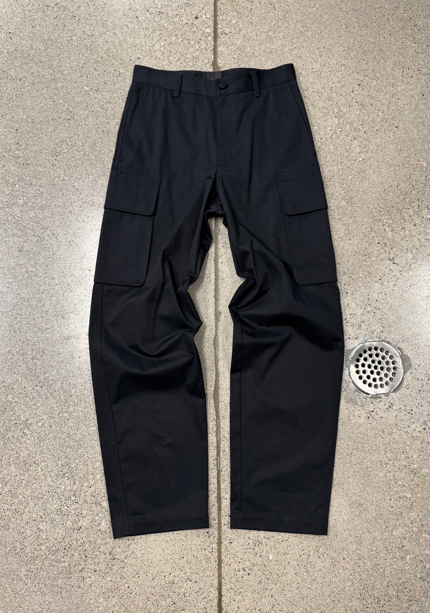 Givenchy ‘Cursive Logo’ Slim Straight Leg Black Cargo Trousers