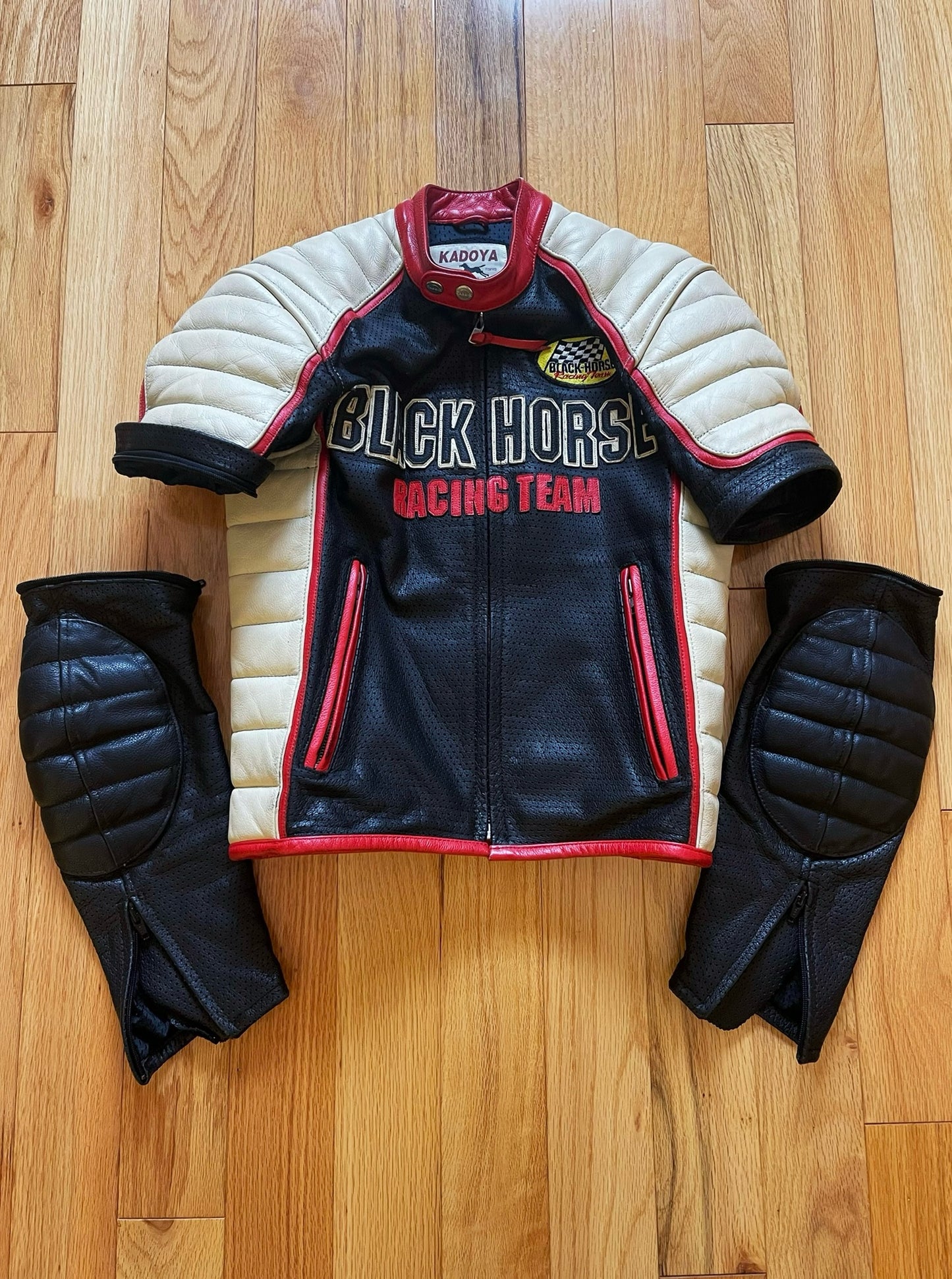 Kadoya K’s Leather ‘Blackhorse Racing Team’ Armored Leather Moto-Biker Jacket