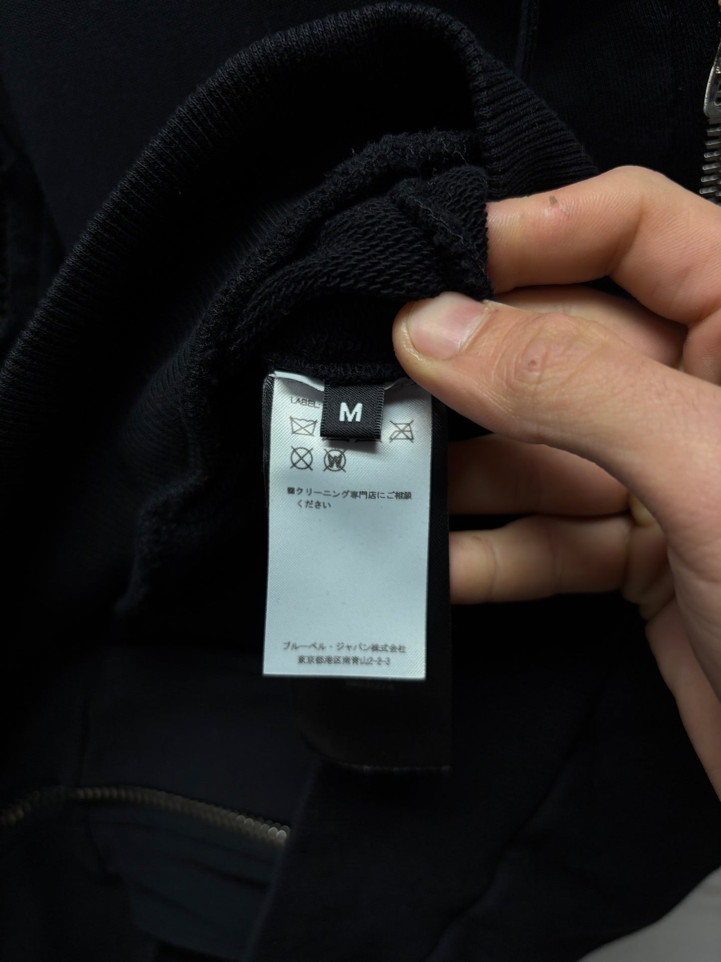 Balmain Distressed Black Zip-Up Hoodie with Pleated Wax Vinyl Repairs