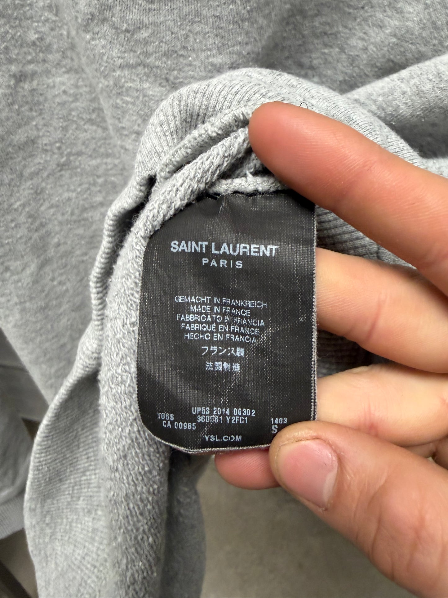 2014 Saint Laurent by Hedi Slimane ‘Shoulder Zip’ Grey Cotton Sweatshirt