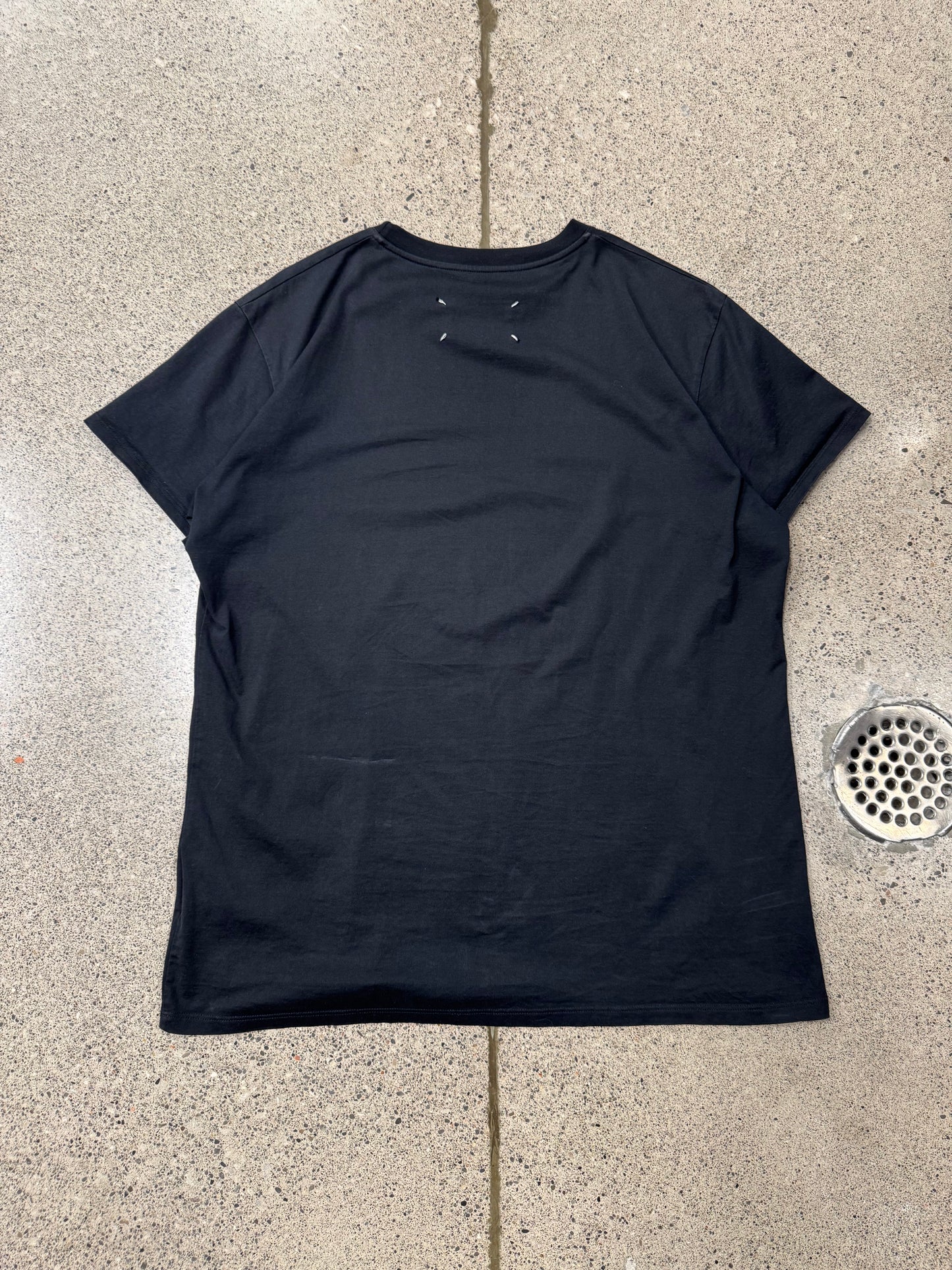 2021 Maison Margiela ‘Basic Stitch’ Blank Black T-Shirt