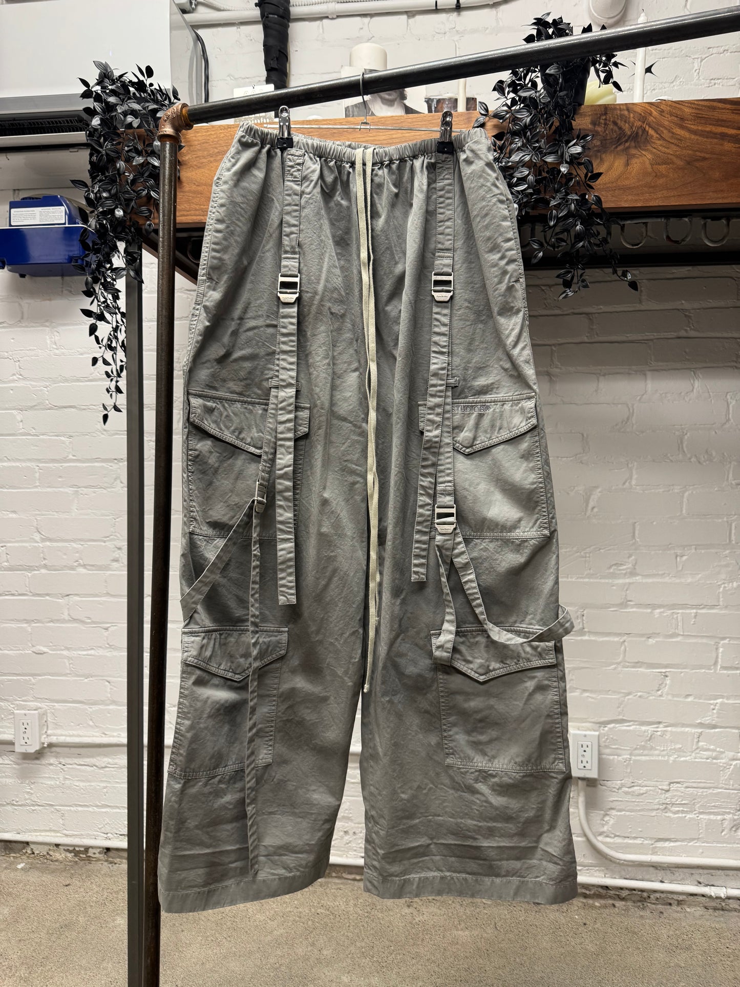 Acne Studios ‘Bondage Strap’ Grey Wide Leg Cargo Pants