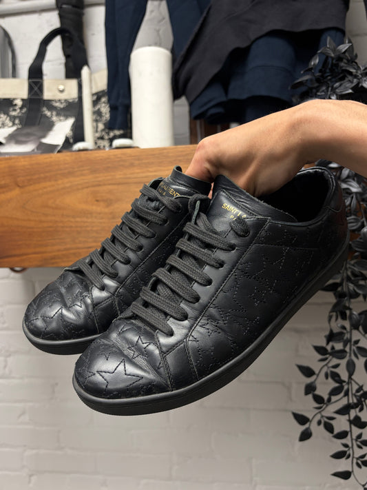 Saint Laurent Star ‘Court Classic’ Black Leather Low Top Sneakers