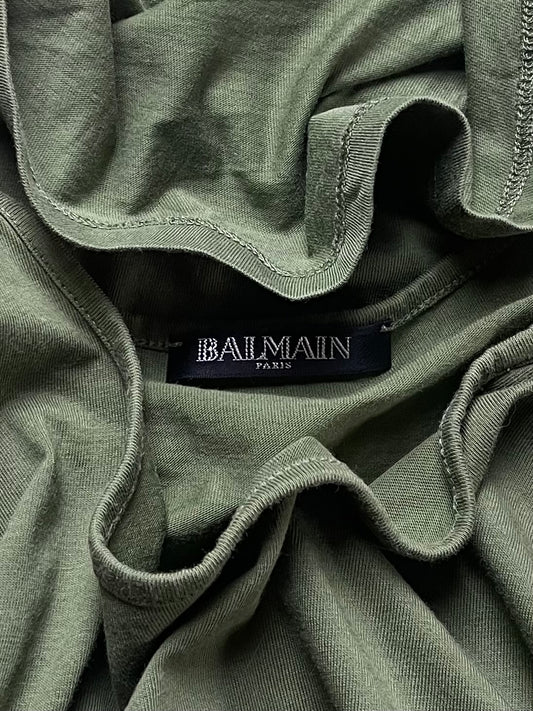 Balmain Studded Gold Logo Tank Top