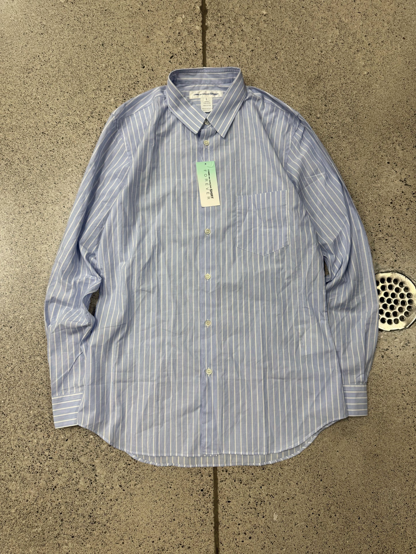 Comme Des Garçons Shirt Pinstripe Blue/White Button Up Shirt