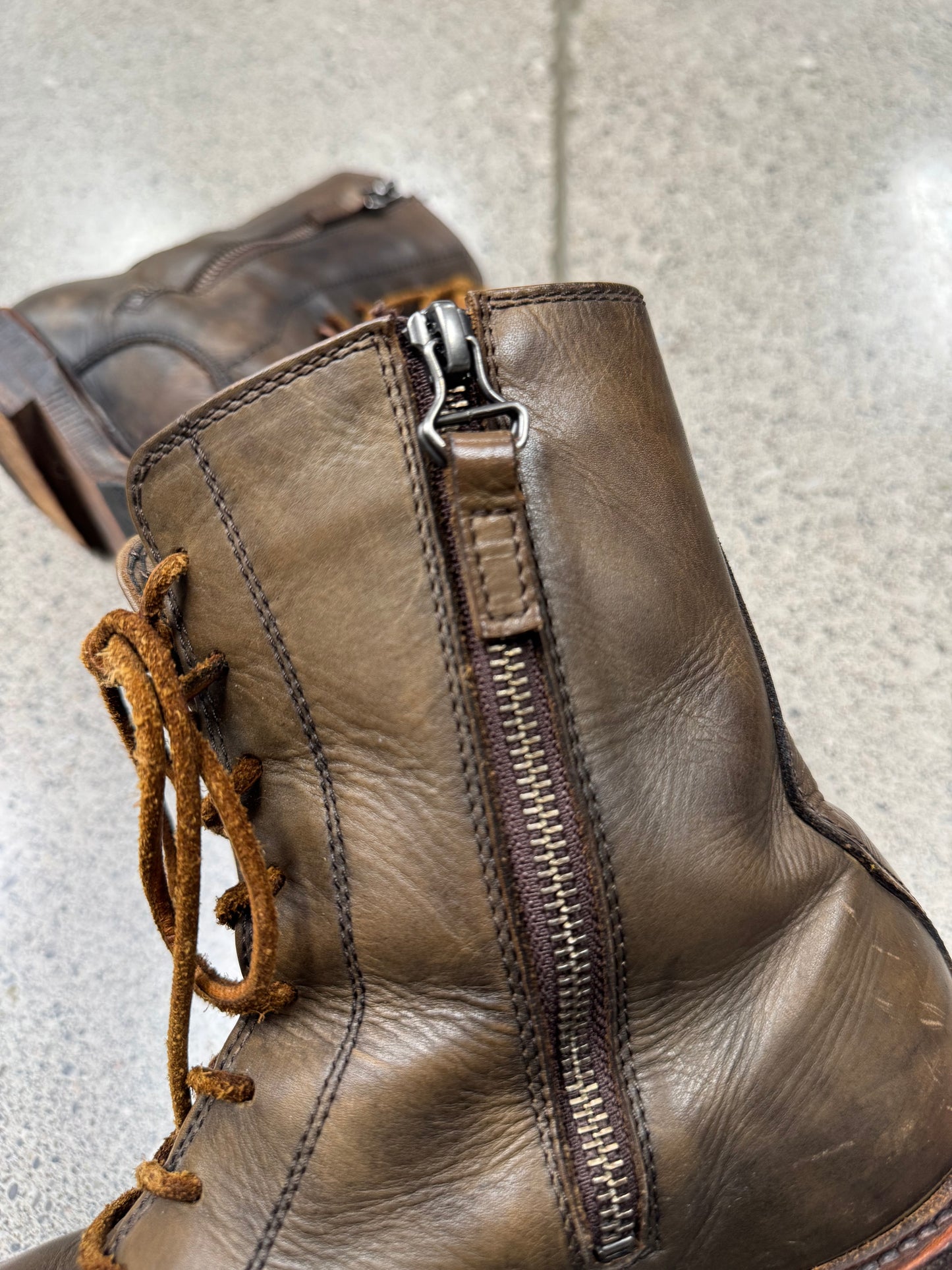 Mihara Yasuhiro Brown Calfskin Leather Combat Boots