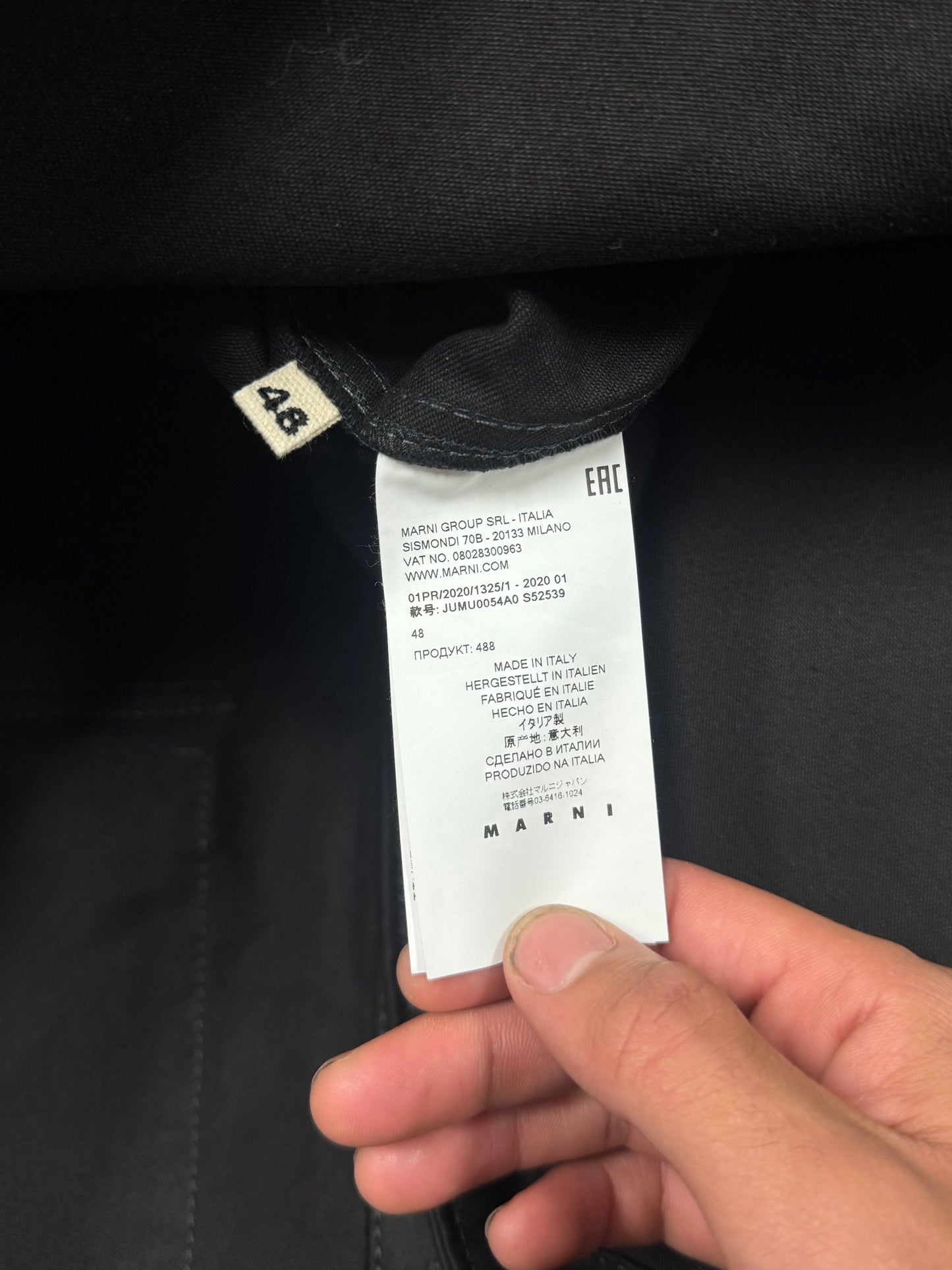 SS2020 Marni Black M-65 Black Cotton Military Field Jacket