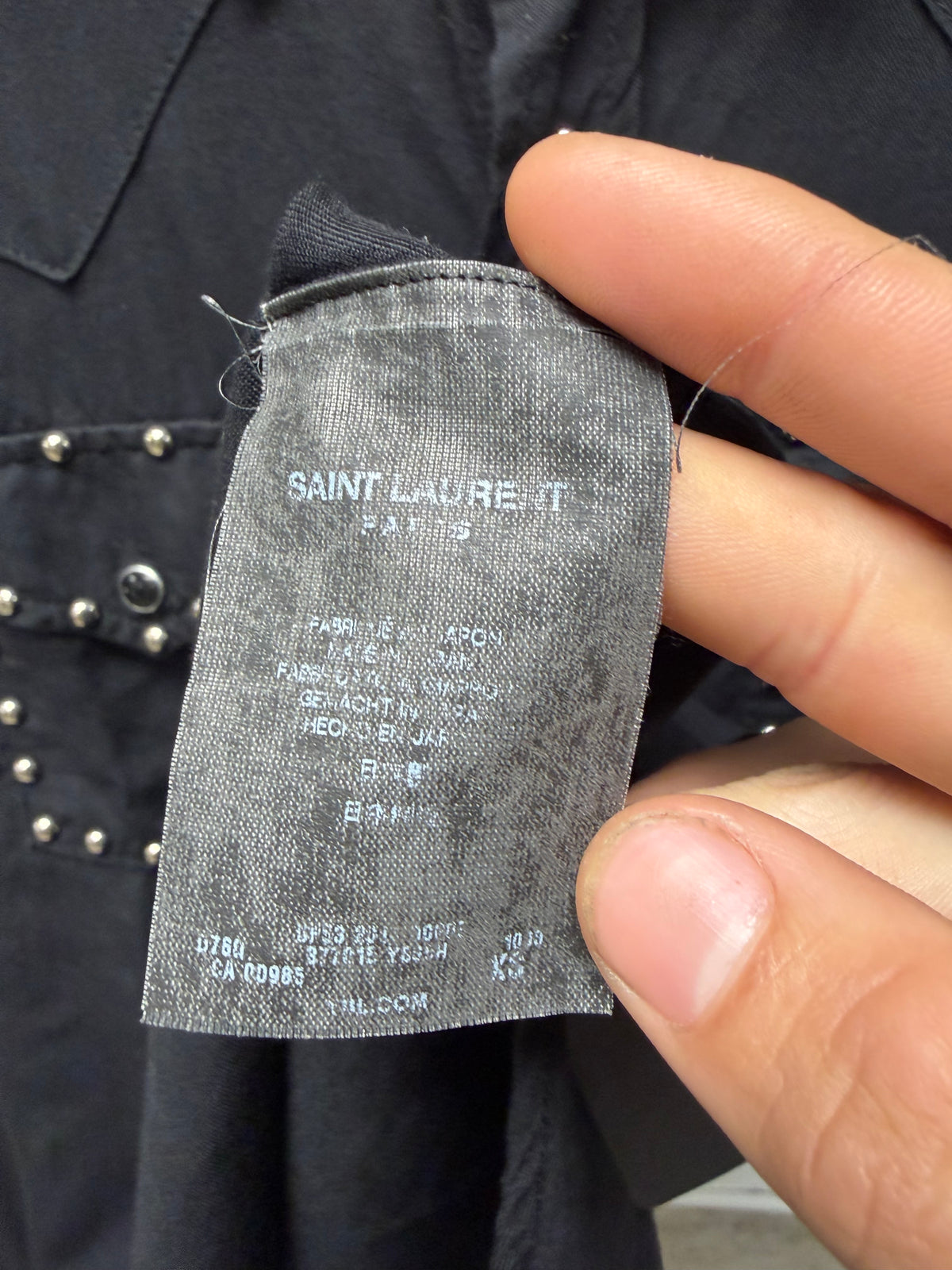 SS2015 Saint Laurent by Hedi Slimane Studded Black Western Button Up Shirt