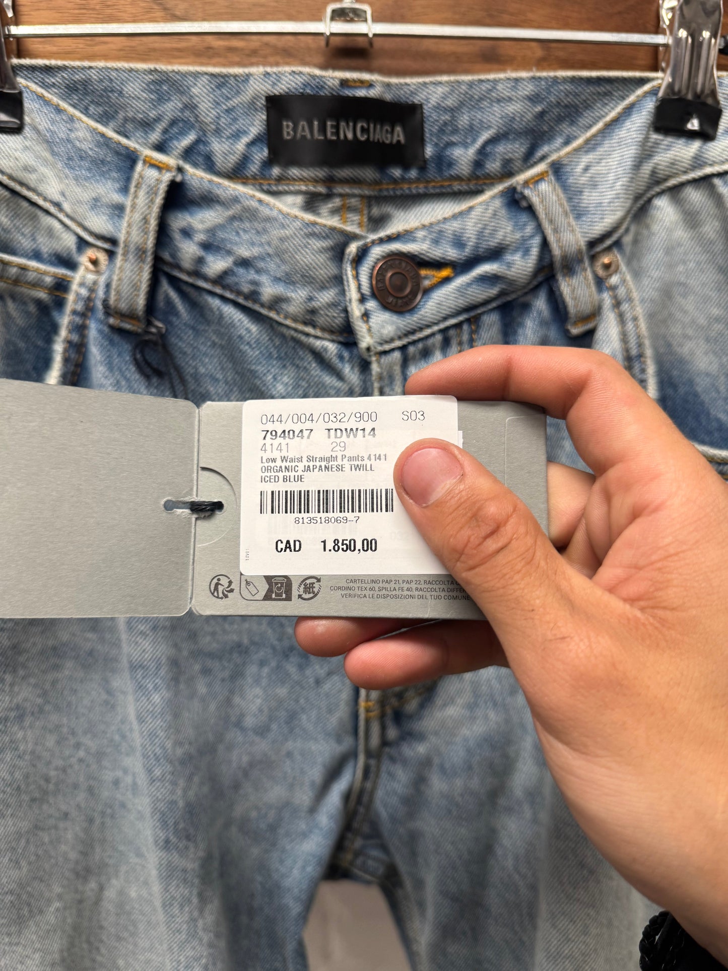 Balenciaga ‘Japanese Organic Twill’ Light Wash Blue Heelbite Flared Jeans