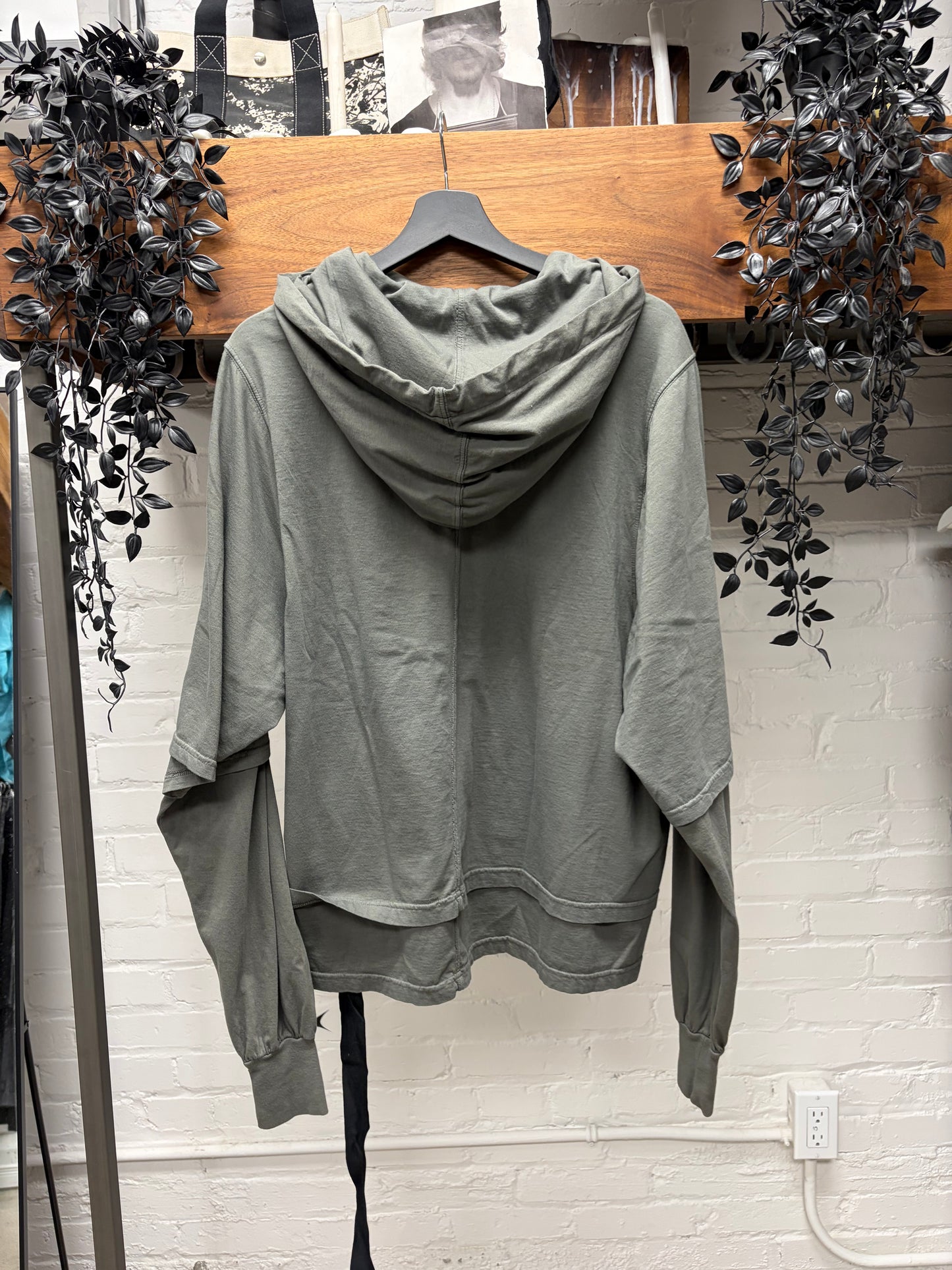 Rick Owens ‘Hustler’ Blue Under-toned Double Layer Hoodie