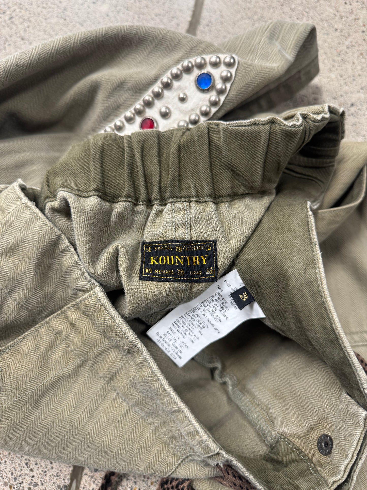Kapital ‘Gemstone’ Studded Hickory Stripe Lounge Pants