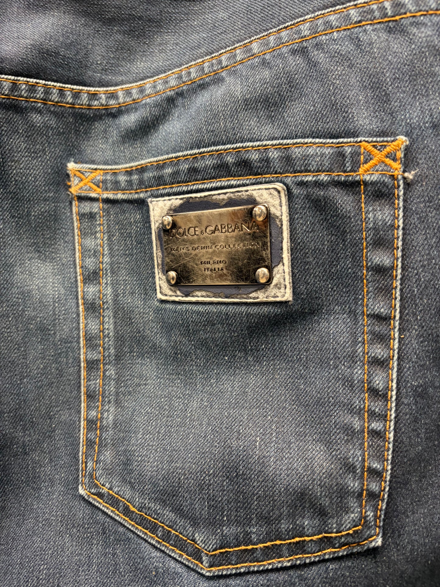2000s Dolce & Gabbana Raw Washed Blue Bootcut Denim