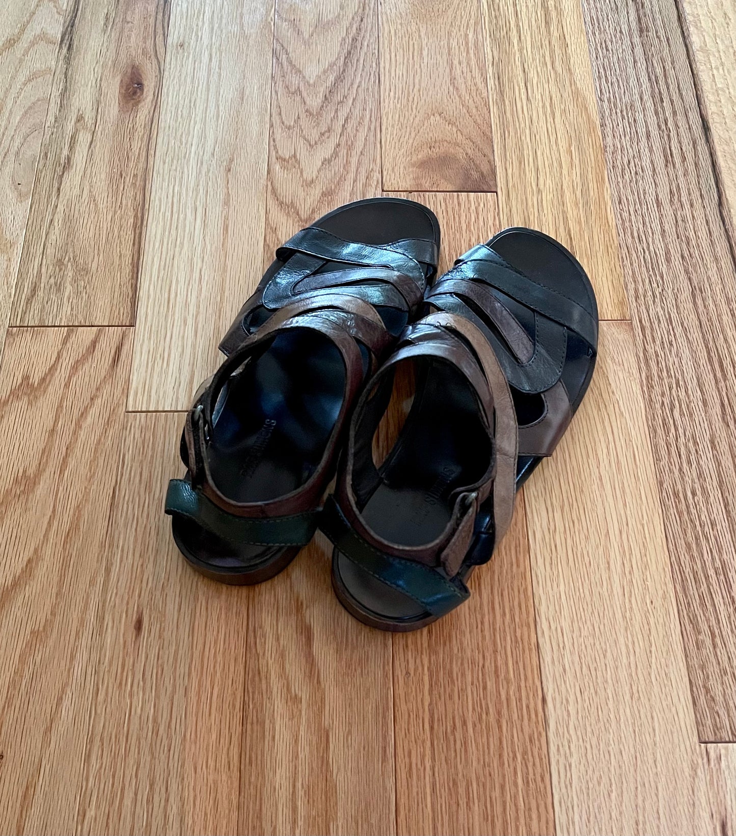 SS2009 Raf Simons Woven Leather Wood Sole Slides