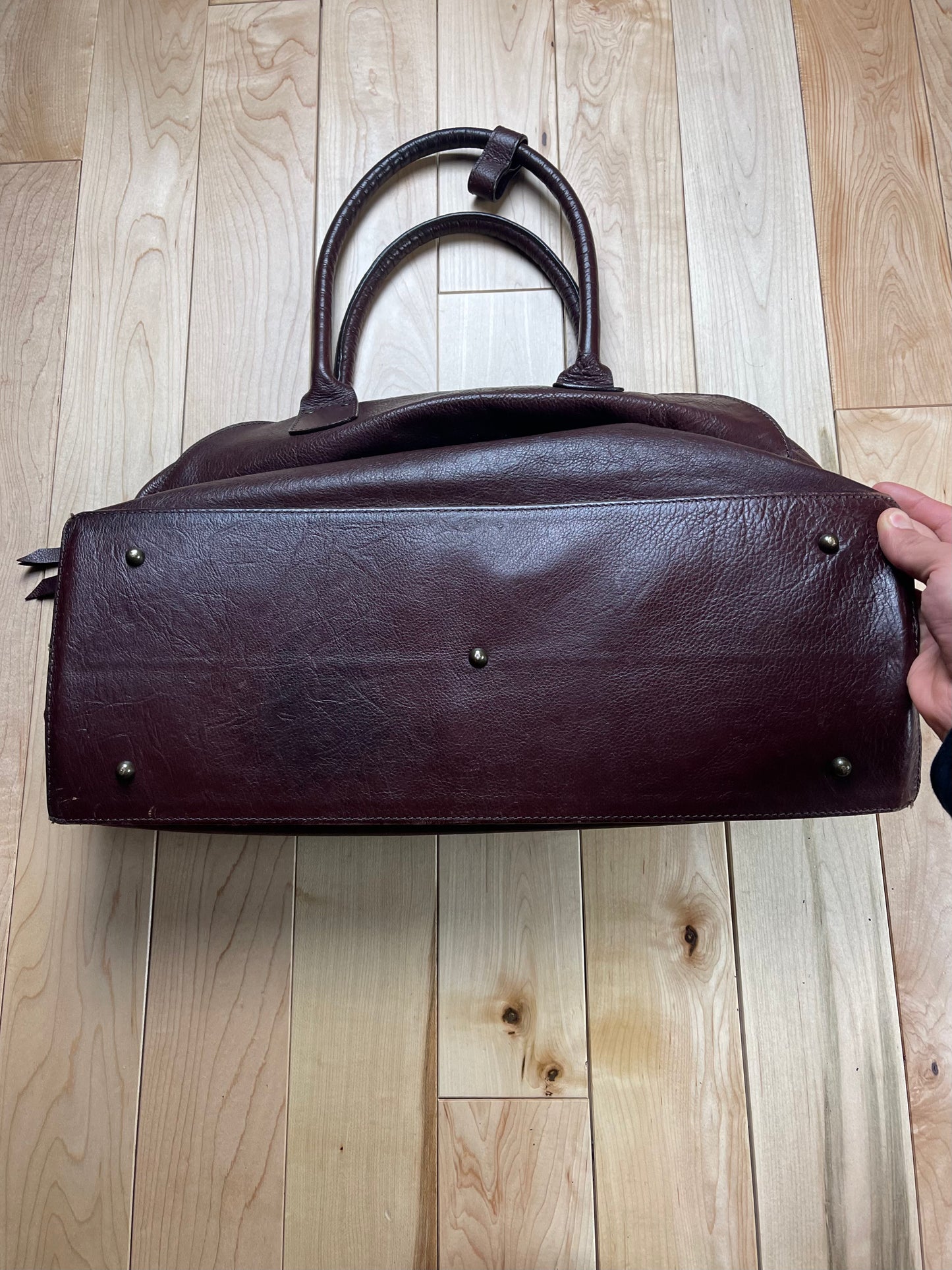 Issey Miyake Ox Blood Red Top Handle Leather Purse