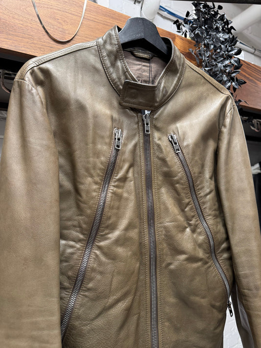 Maison Margiela ‘5-Zip’ Brown Calfskin Leather Jacket