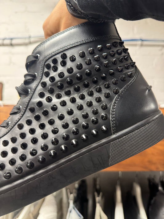 Christian Louboutin Classic Red Bottom ‘Junior Spike’ High Top Sneakers