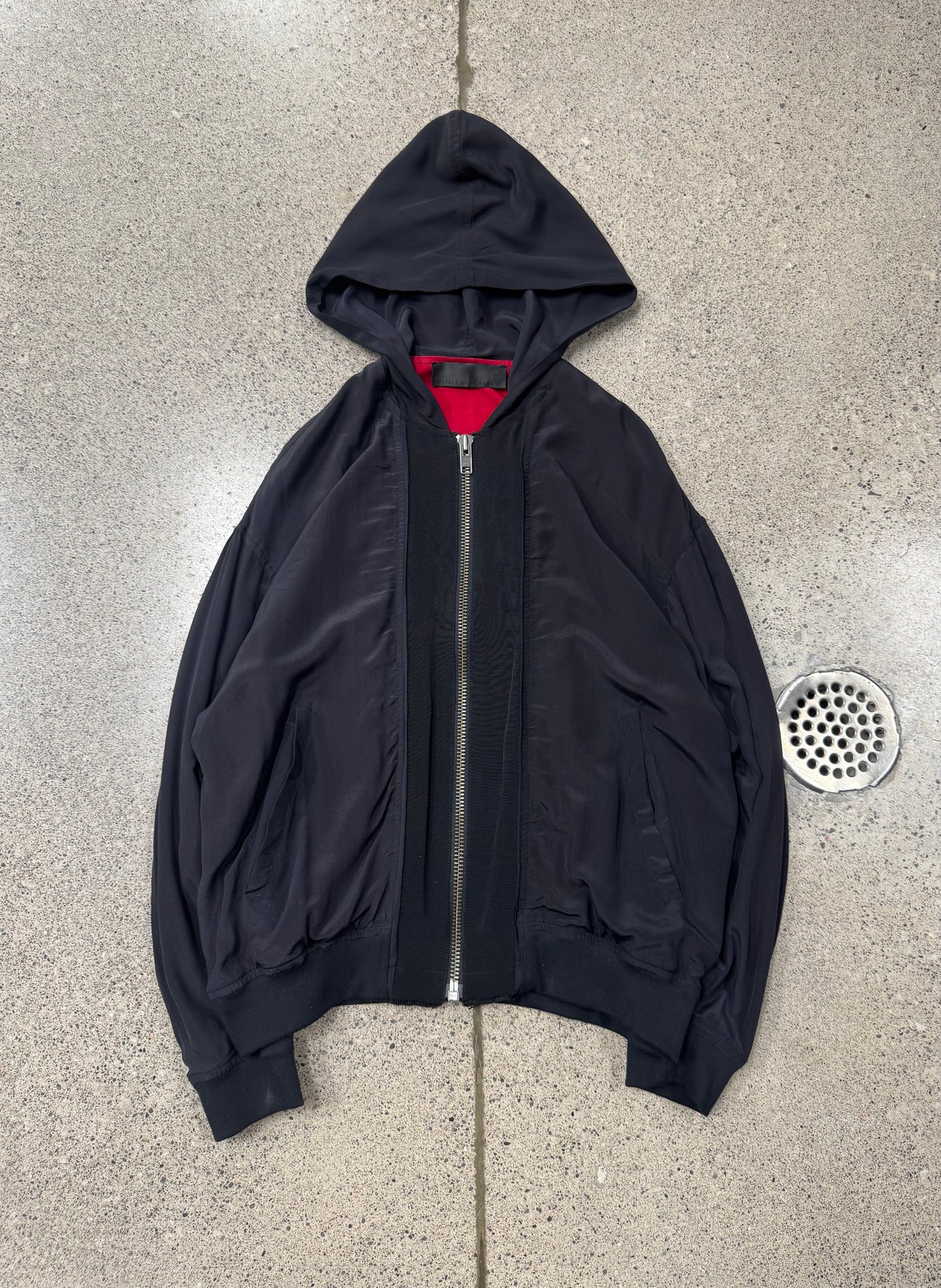 Haider Ackermann Silk Panelled Zip Up Hoodie