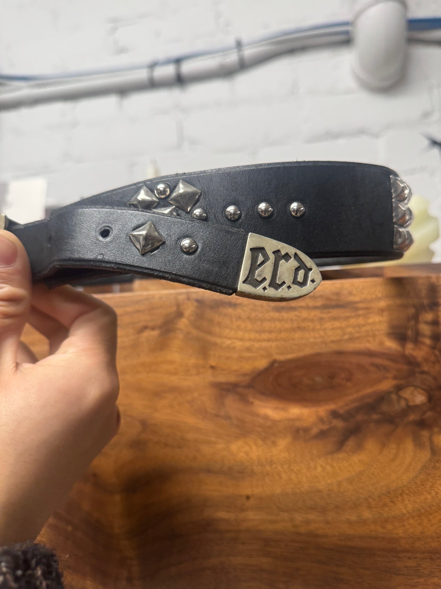 Enfants Riches Deprimes Double Studded Black Leather Western Belt