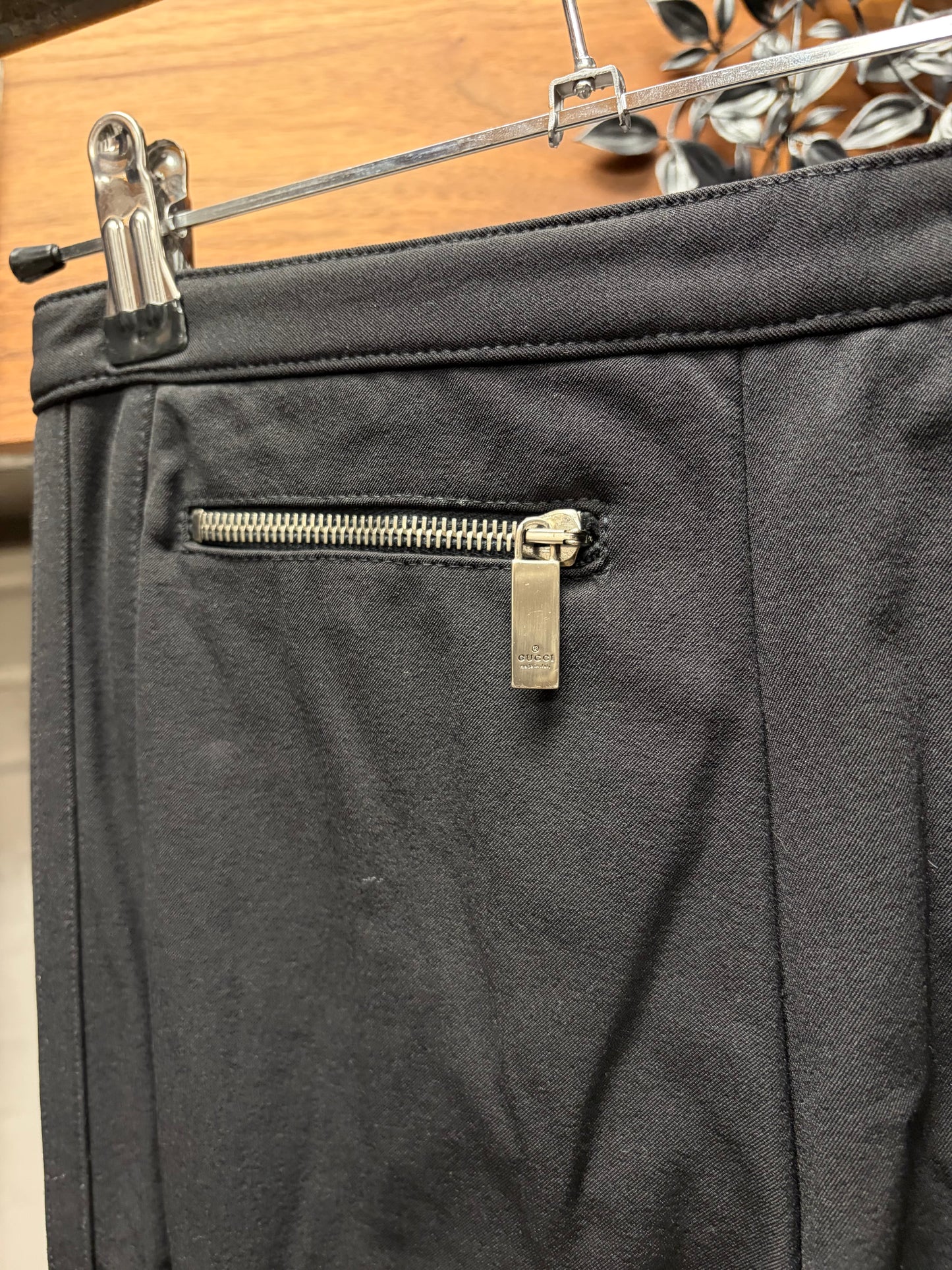 Vintage Gucci Flared Zip-Leg Opening Black Nylon Trousers