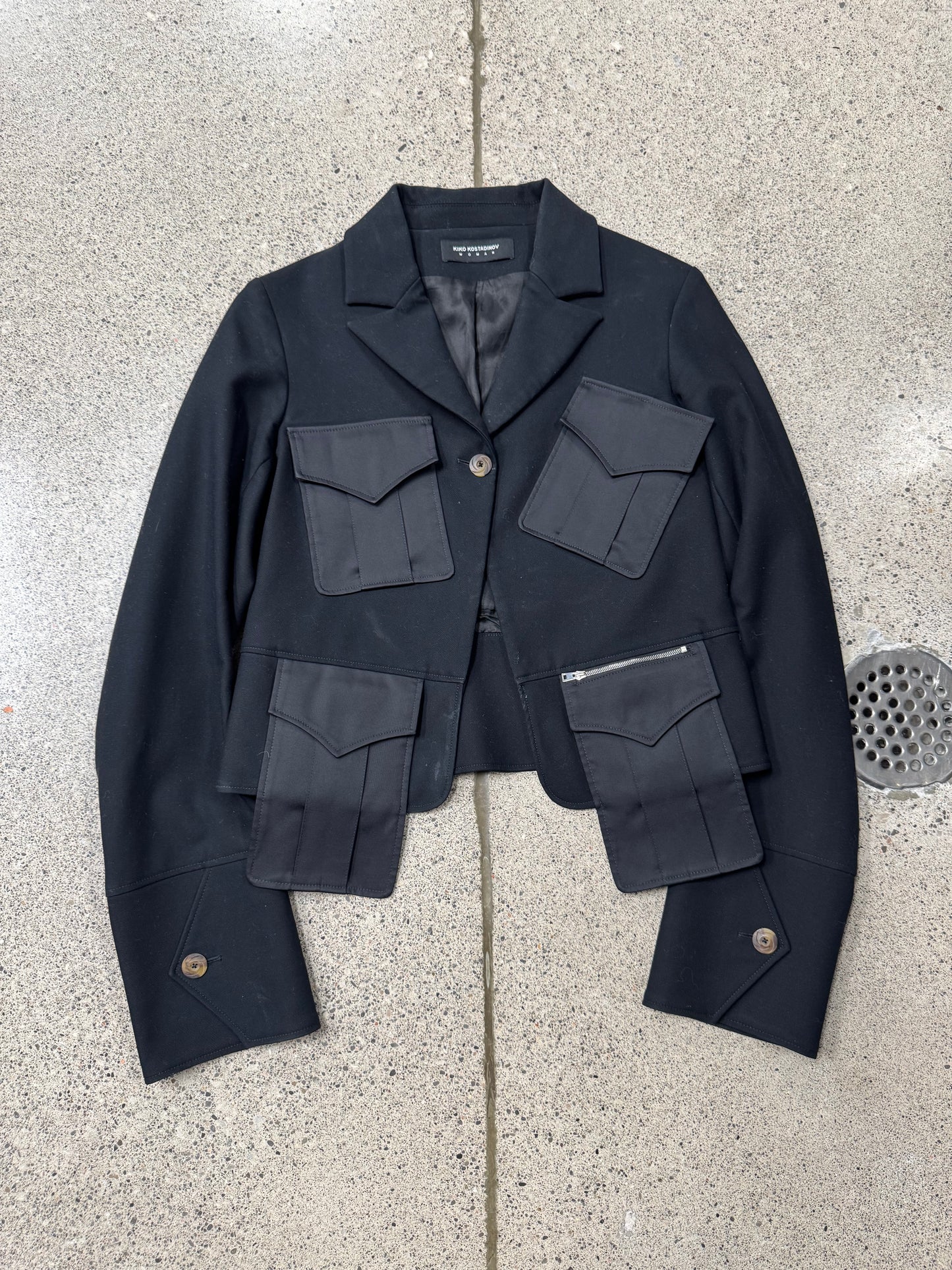 Kiko Kostadinov Cropped ‘Single Button’ Cargo Blazer