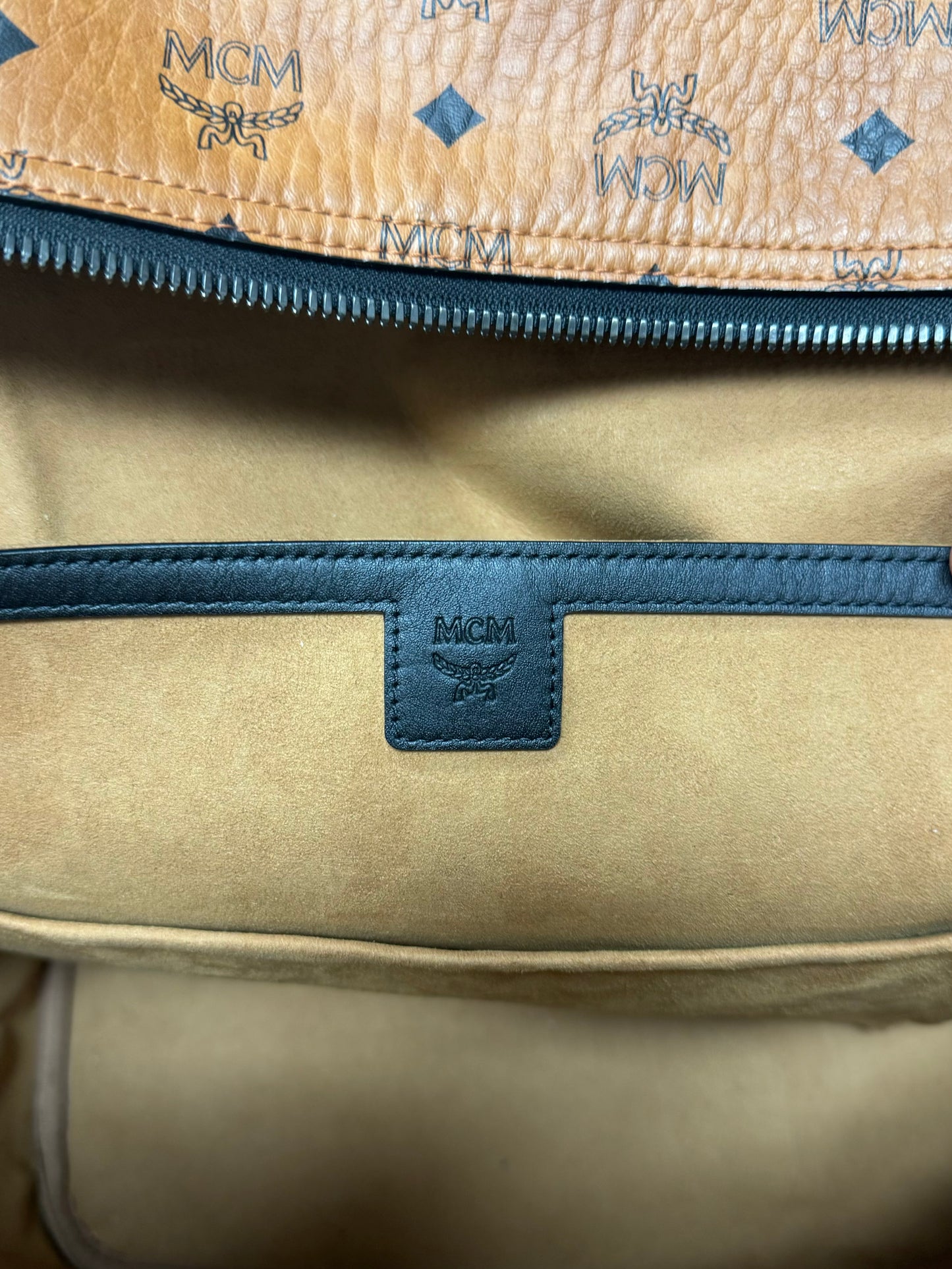 MCM Brown Monogram Leather Backpack