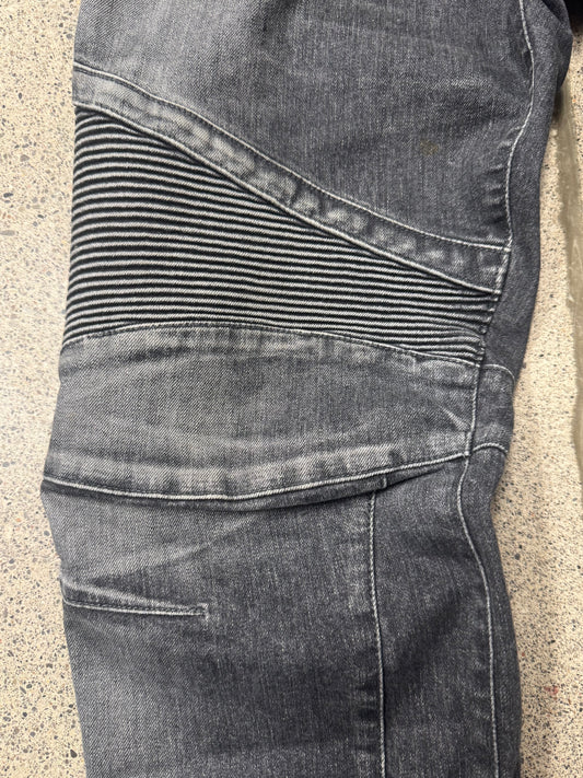 Balmain Washed Black Slim/Skinny Biker Jeans