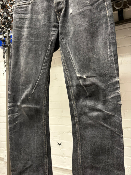 Rick Owens ‘Detroit Cut’ Washed Grey Skinny Jeans