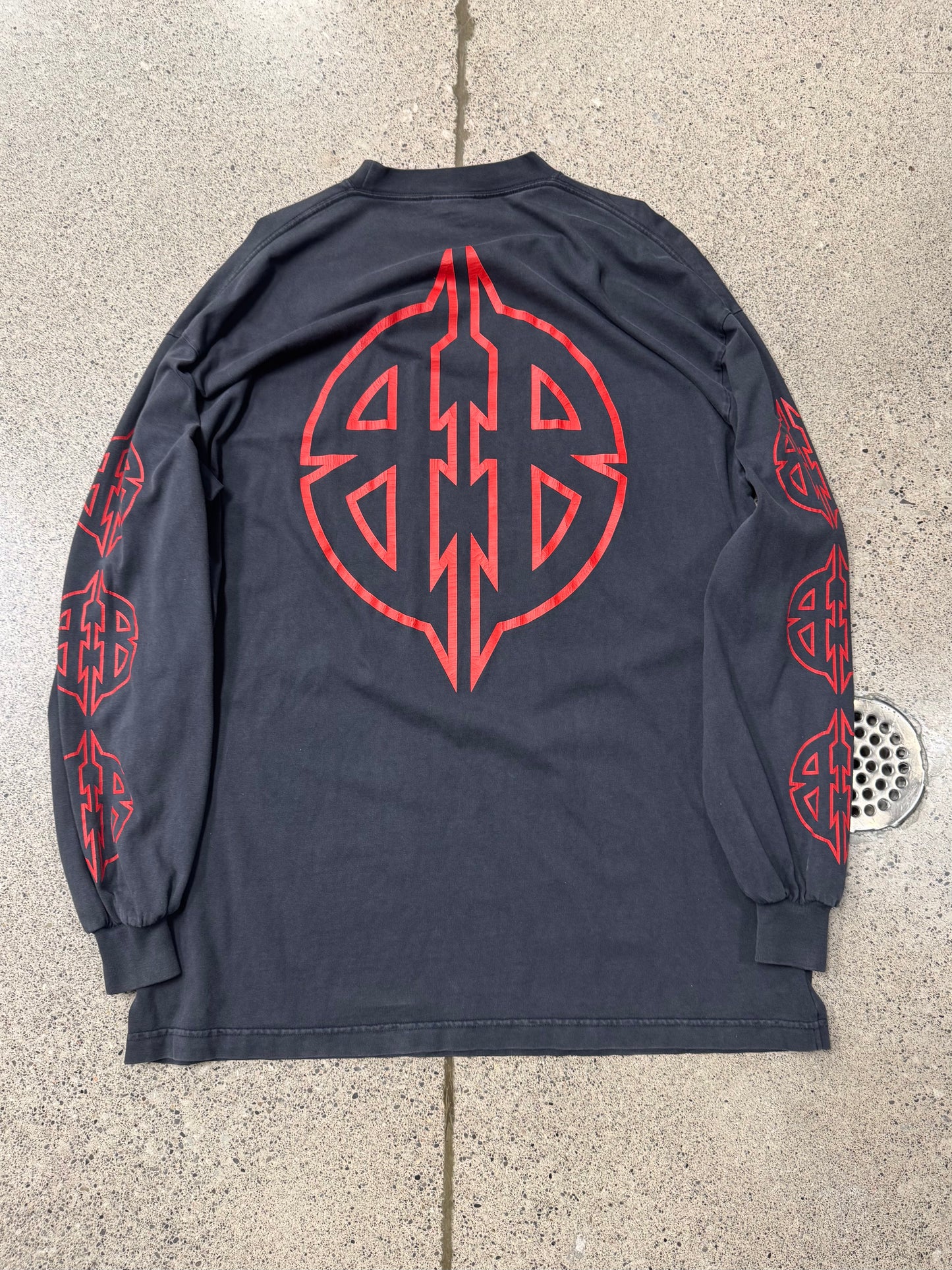 AW2023 Balenciaga ‘Metal Logo’ Faded Black Long Sleeve Shirt
