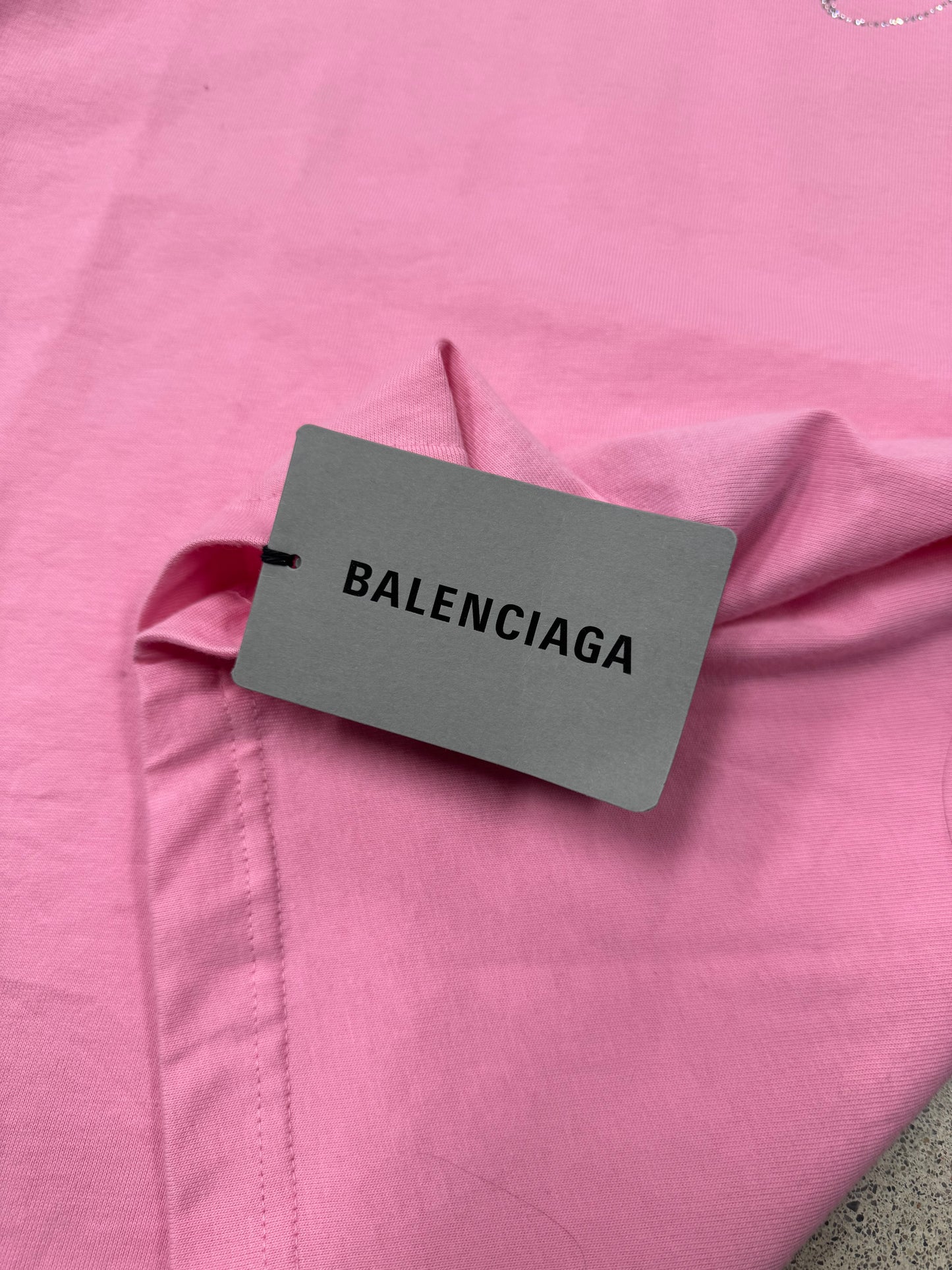 Balenciaga ‘Bébé’ Rhinestone Pink Oversized T-Shirt
