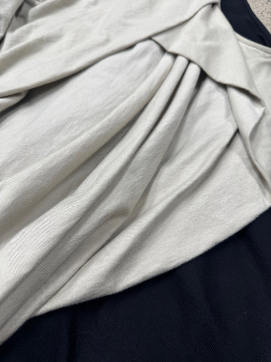 AW2022 Rick Owens ‘Strobe’ Layered Cotton Pearl/Black Sleeveless Top