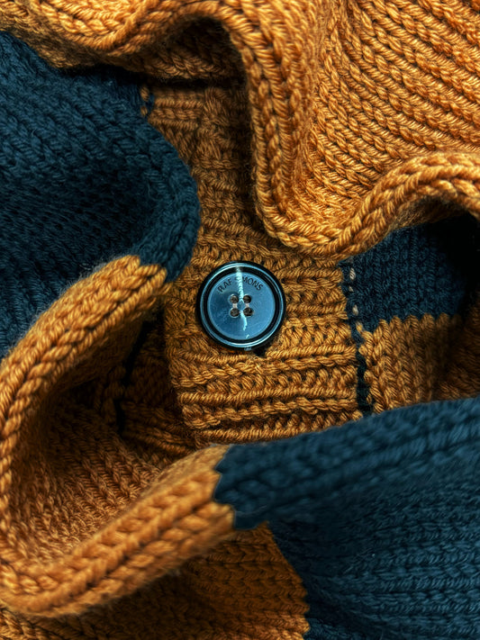 AW2017 Raf Simons ‘Disturded’ Asymmetrical Striped Wool Cardigan