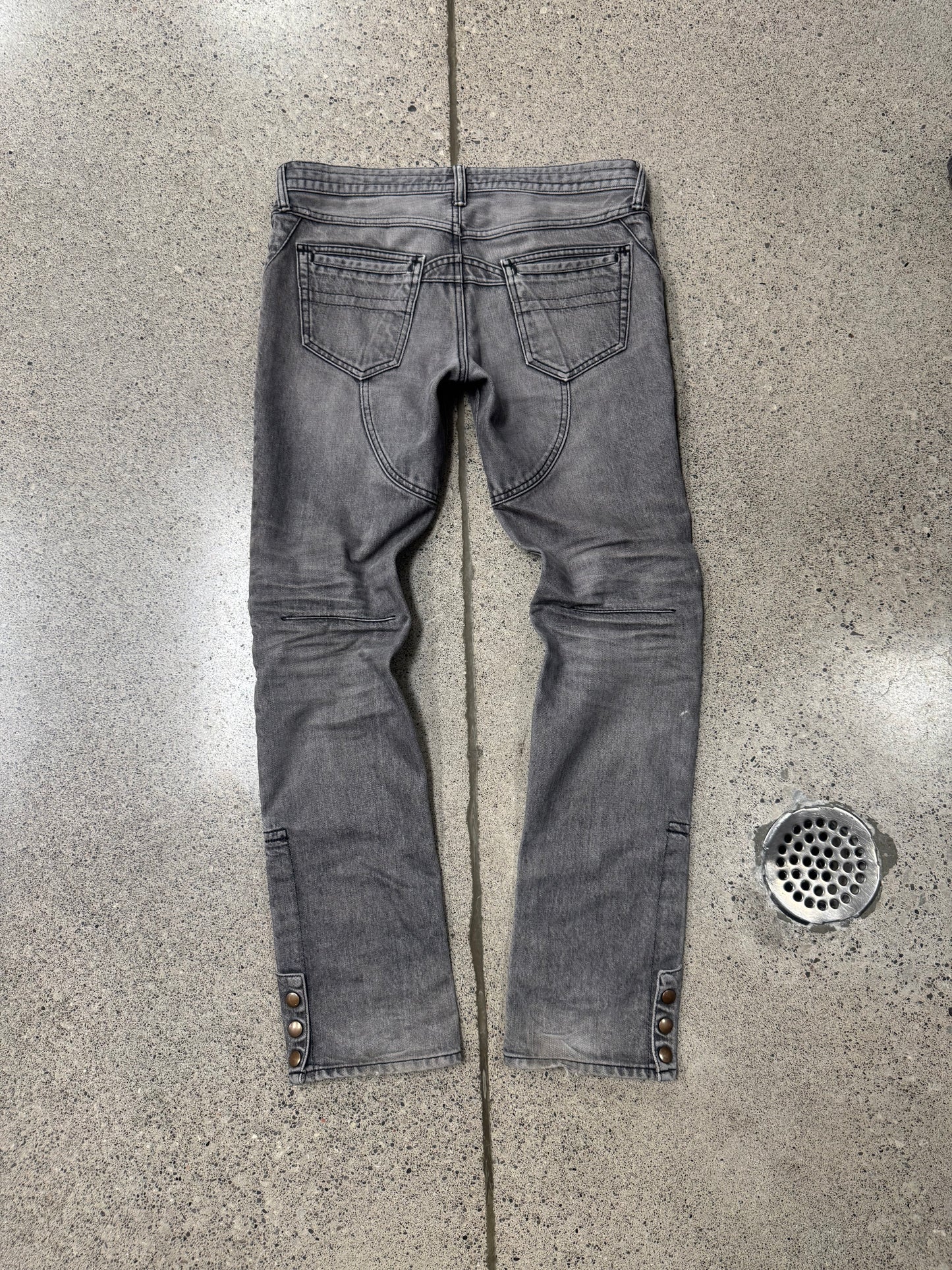 SS2007 Number (N)ine ‘Button Snap’ Grey Darted Flare Denim