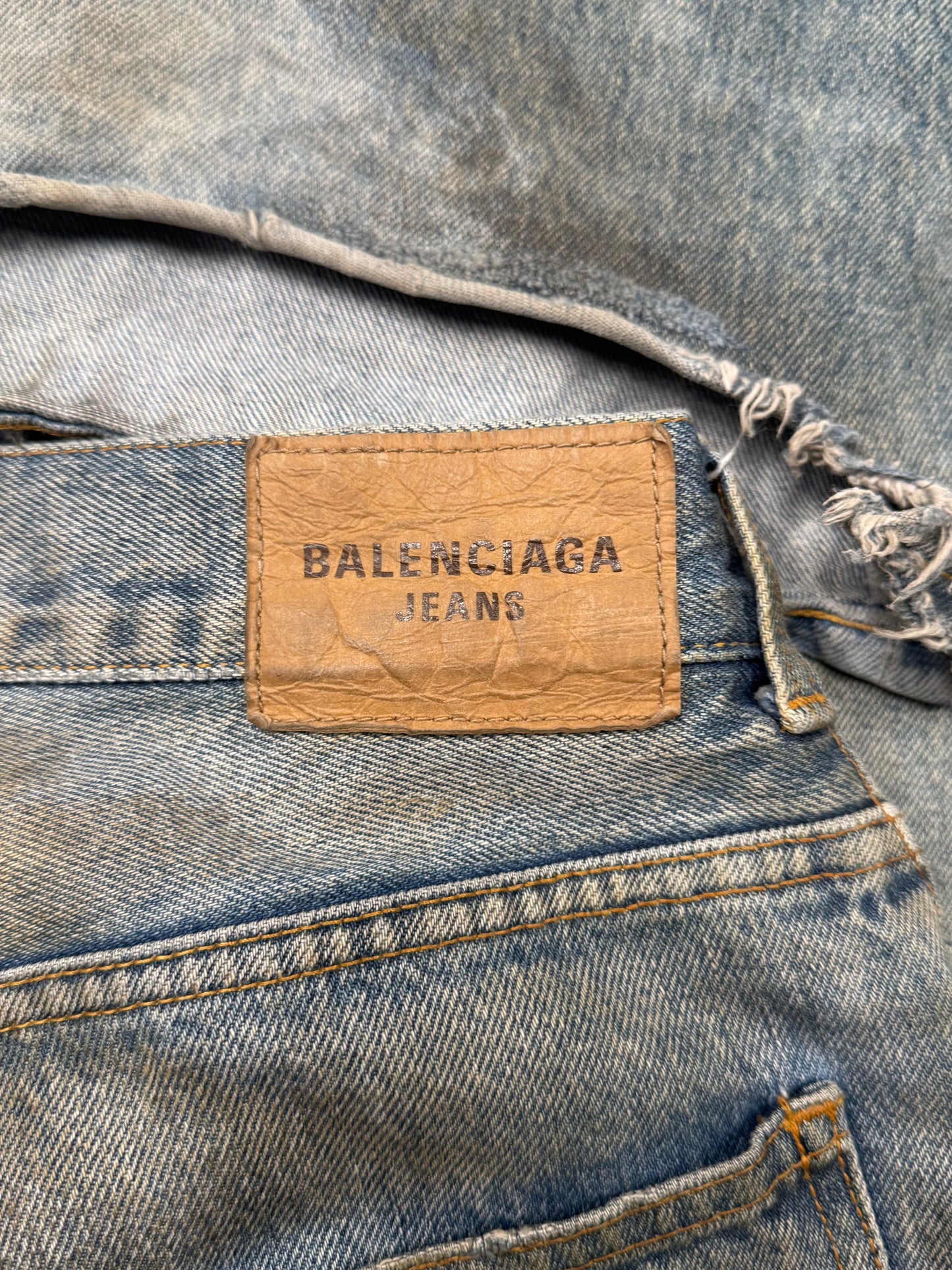 2022 Balenciaga ‘Mudwash’ Oversized Baggy Blue Denim