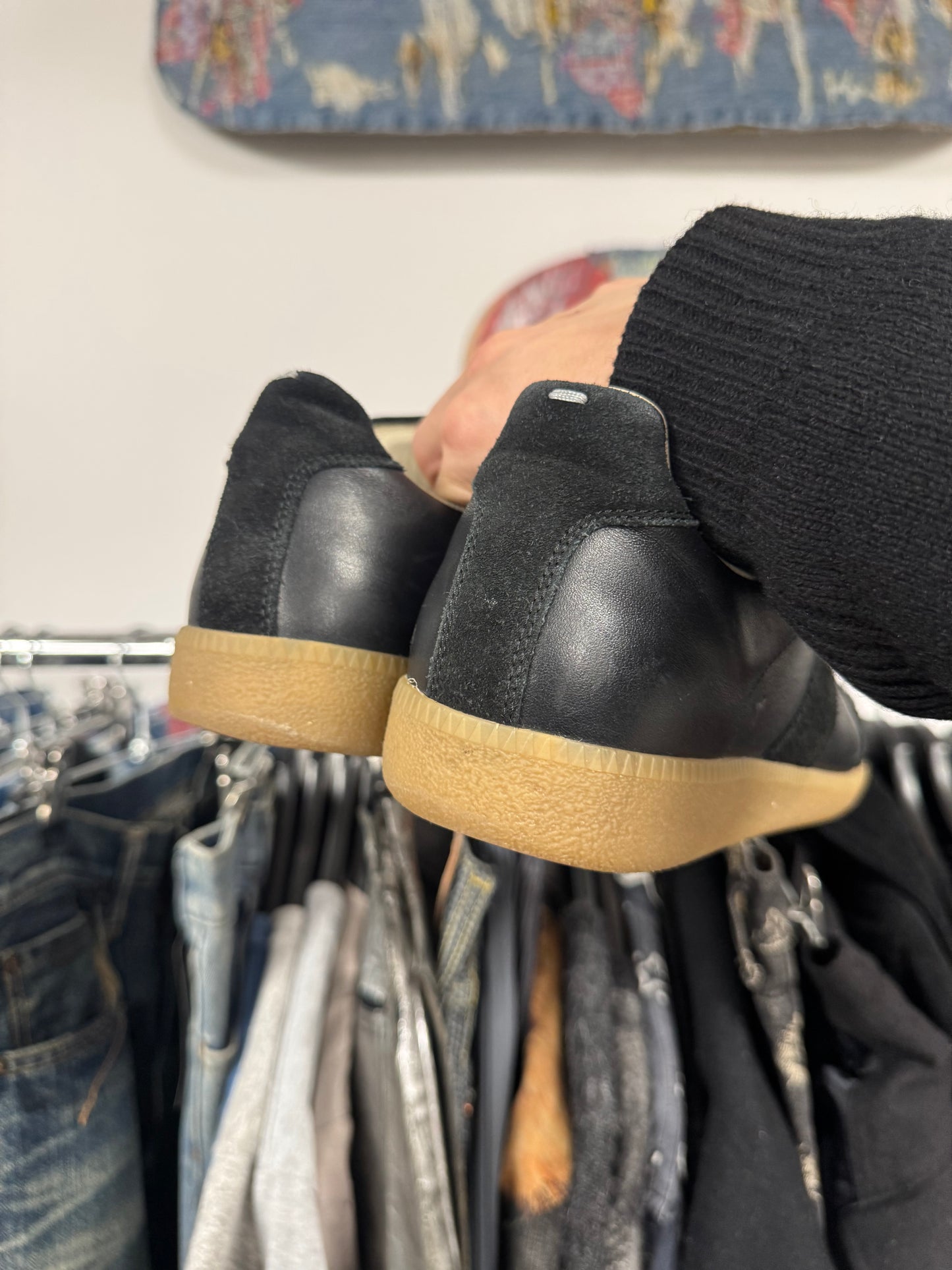 Maison Margiela Replica ‘G.A.T.’ Black Suede/Gum Low Top Sneakers