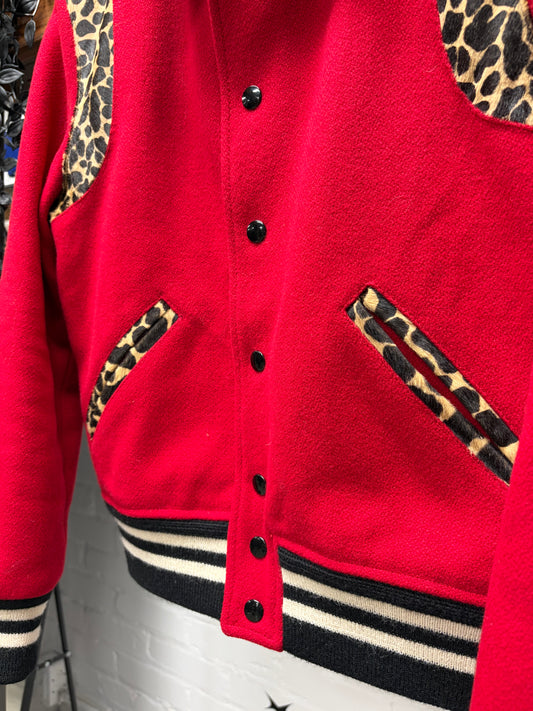 AW2014 Saint Laurent by Hedi Slimane ‘Leopard’ Pony Hair/Red Wool Teddy Jacket