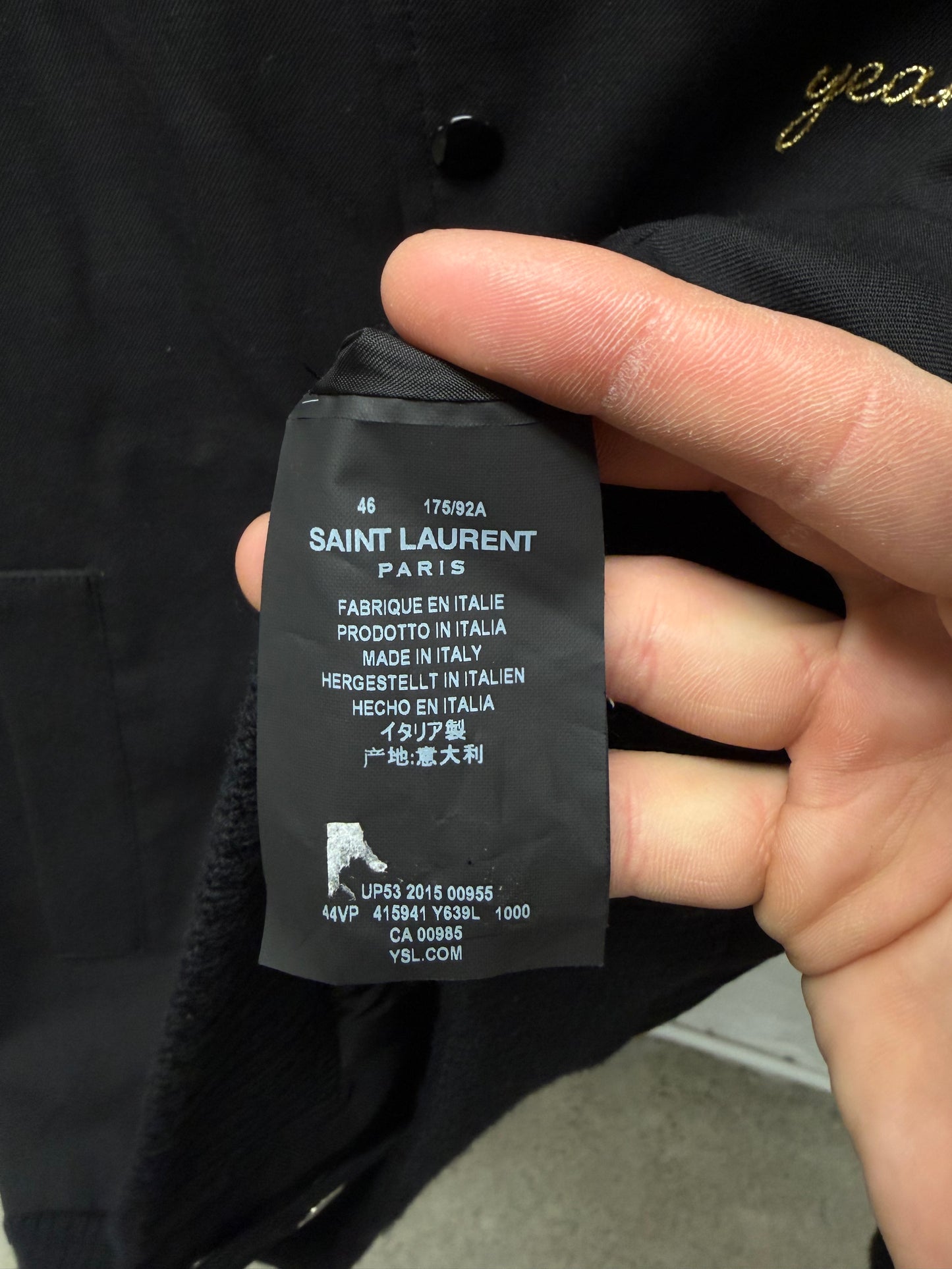 SS2016 Saint Laurent by Hedi Slimane ‘Yeah Baby’ Chain Stitch Virgin Wool Bomber Jacket