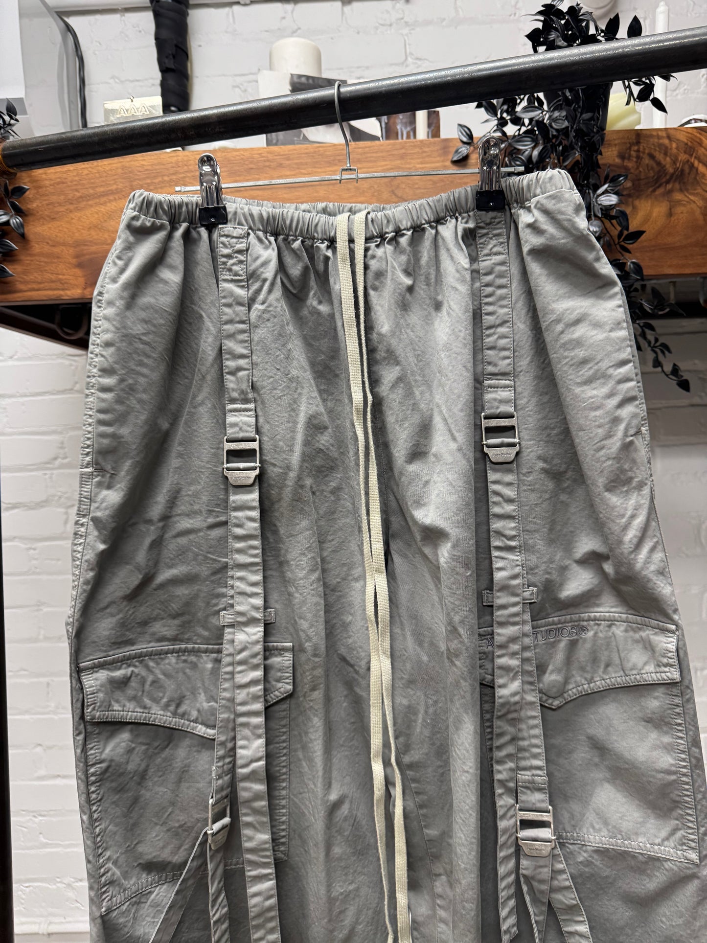 Acne Studios ‘Bondage Strap’ Grey Wide Leg Cargo Pants