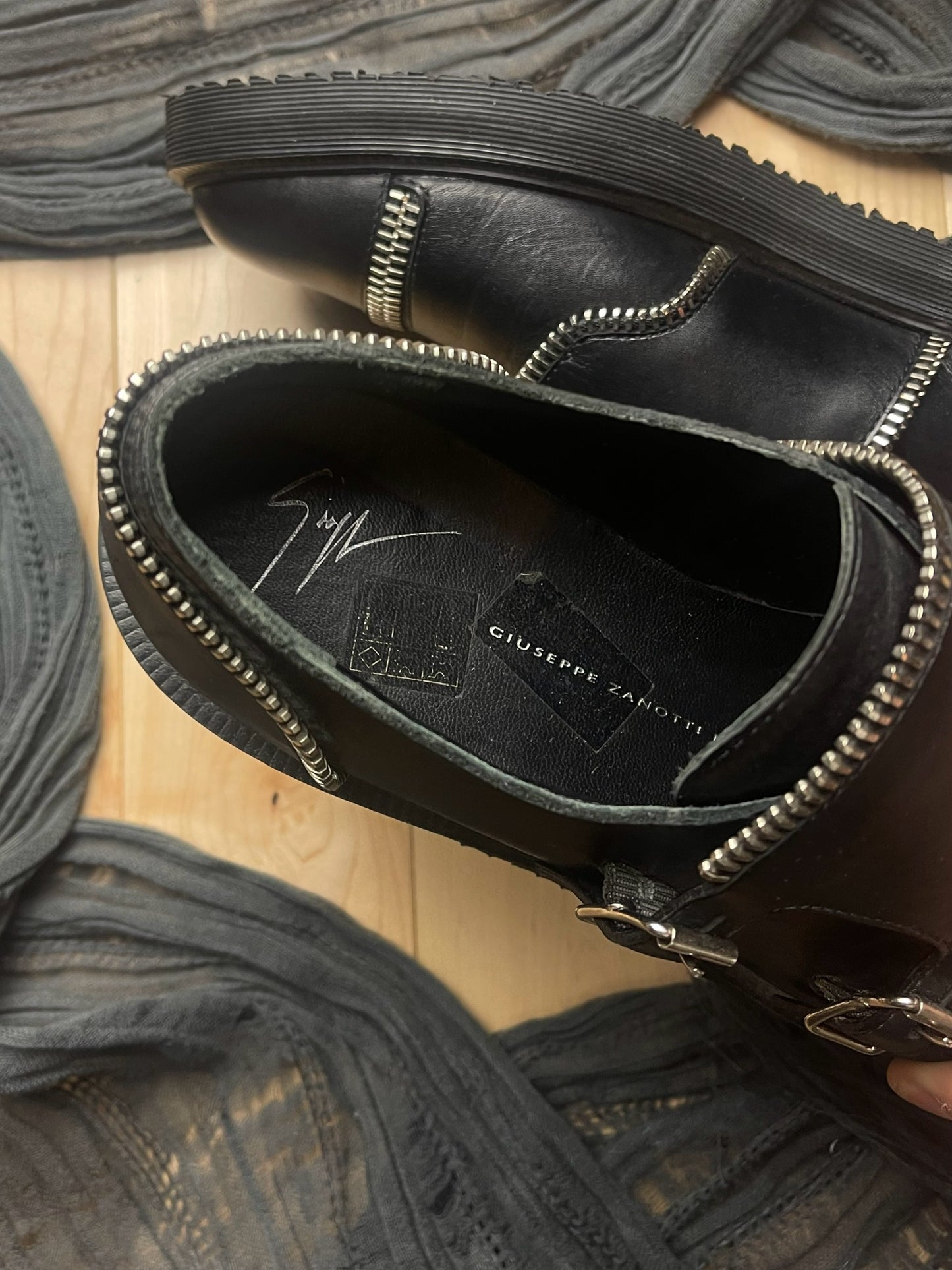 Giuseppe Zanotti Crepe Sole Leather Zipper Derbies