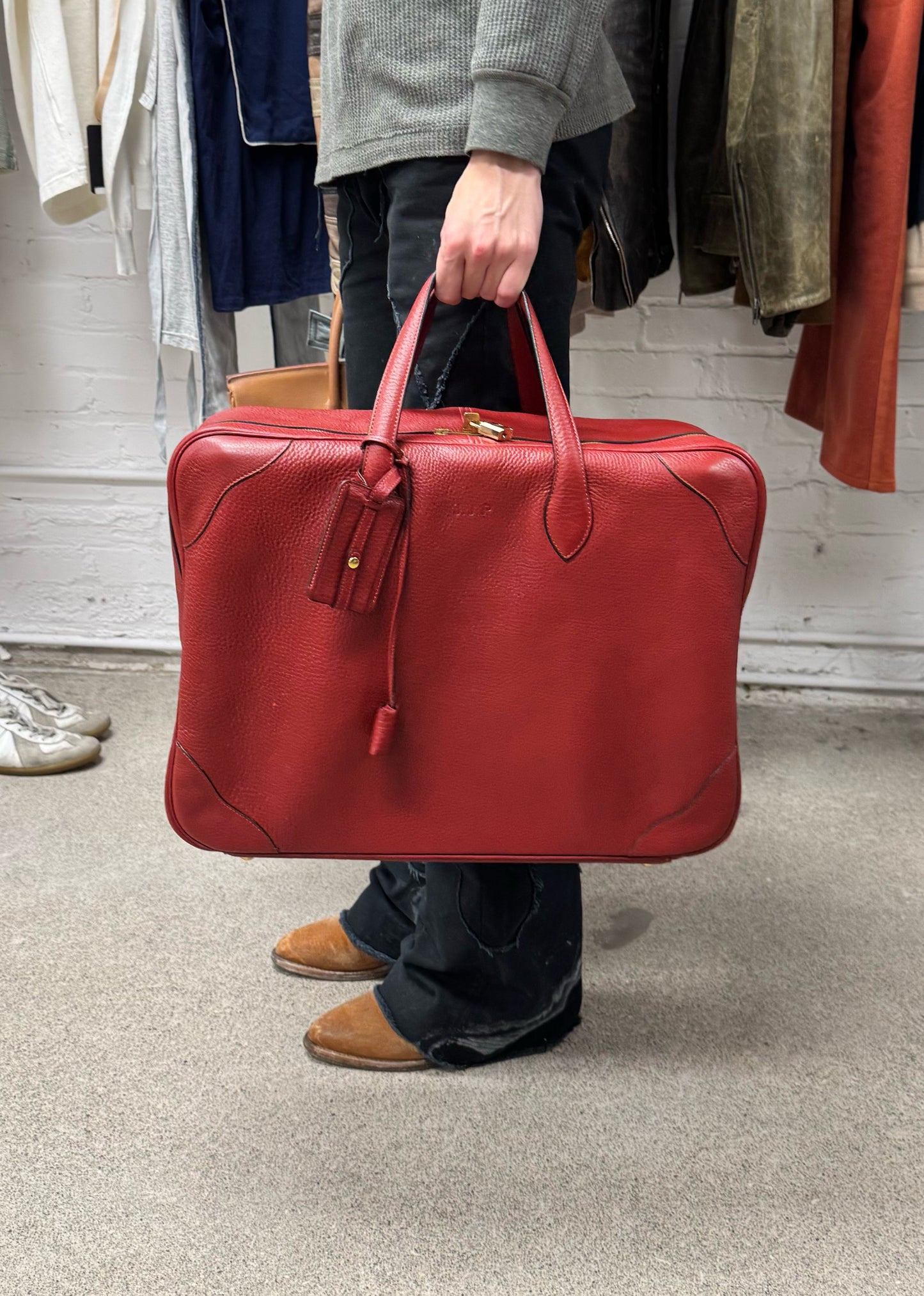 Hermes Victoria ‘50’ Red Leather Boston Bag