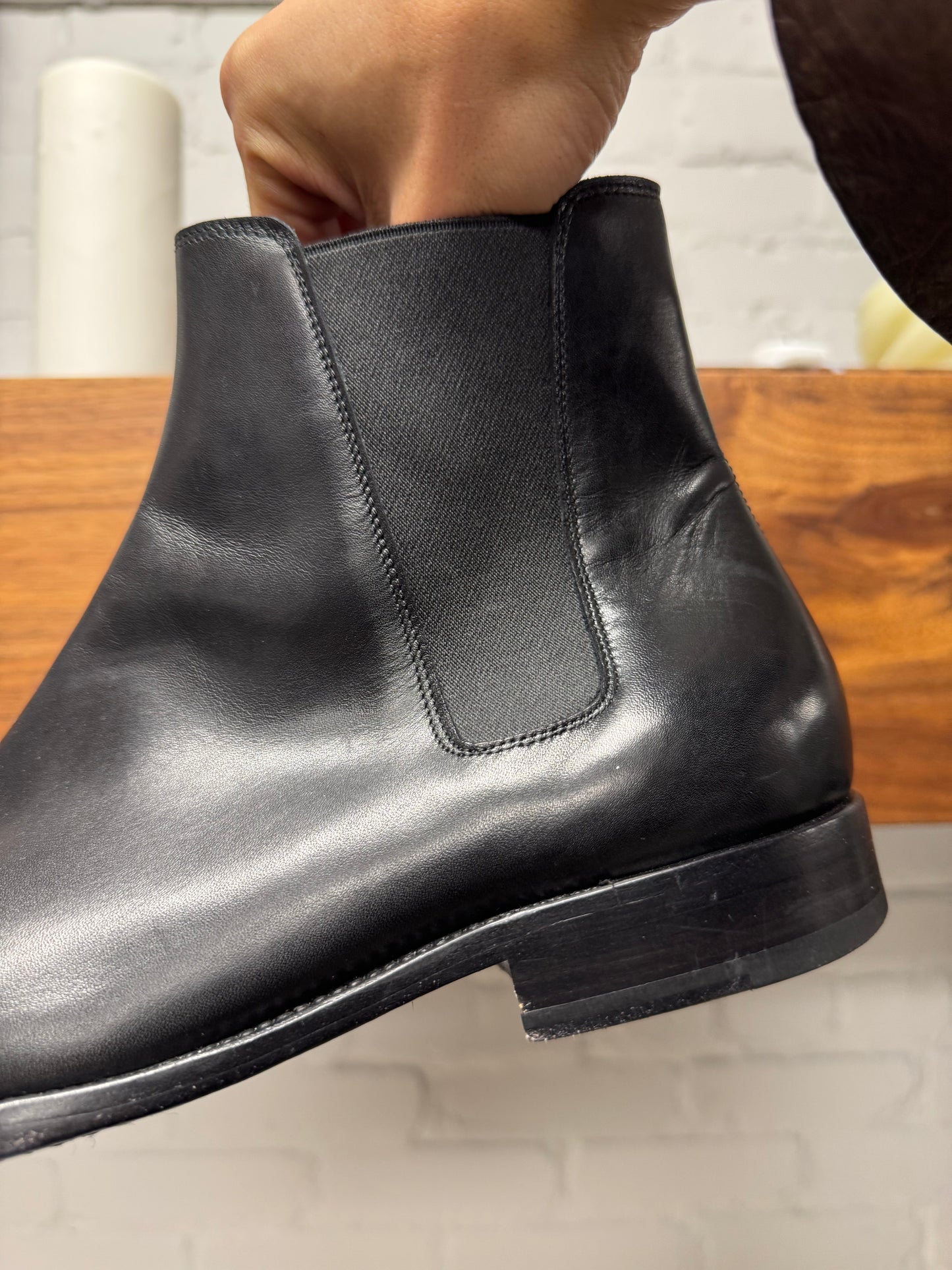 Saint Laurent Black Calfskin Leather ‘Wyatt’ Ankle Boot