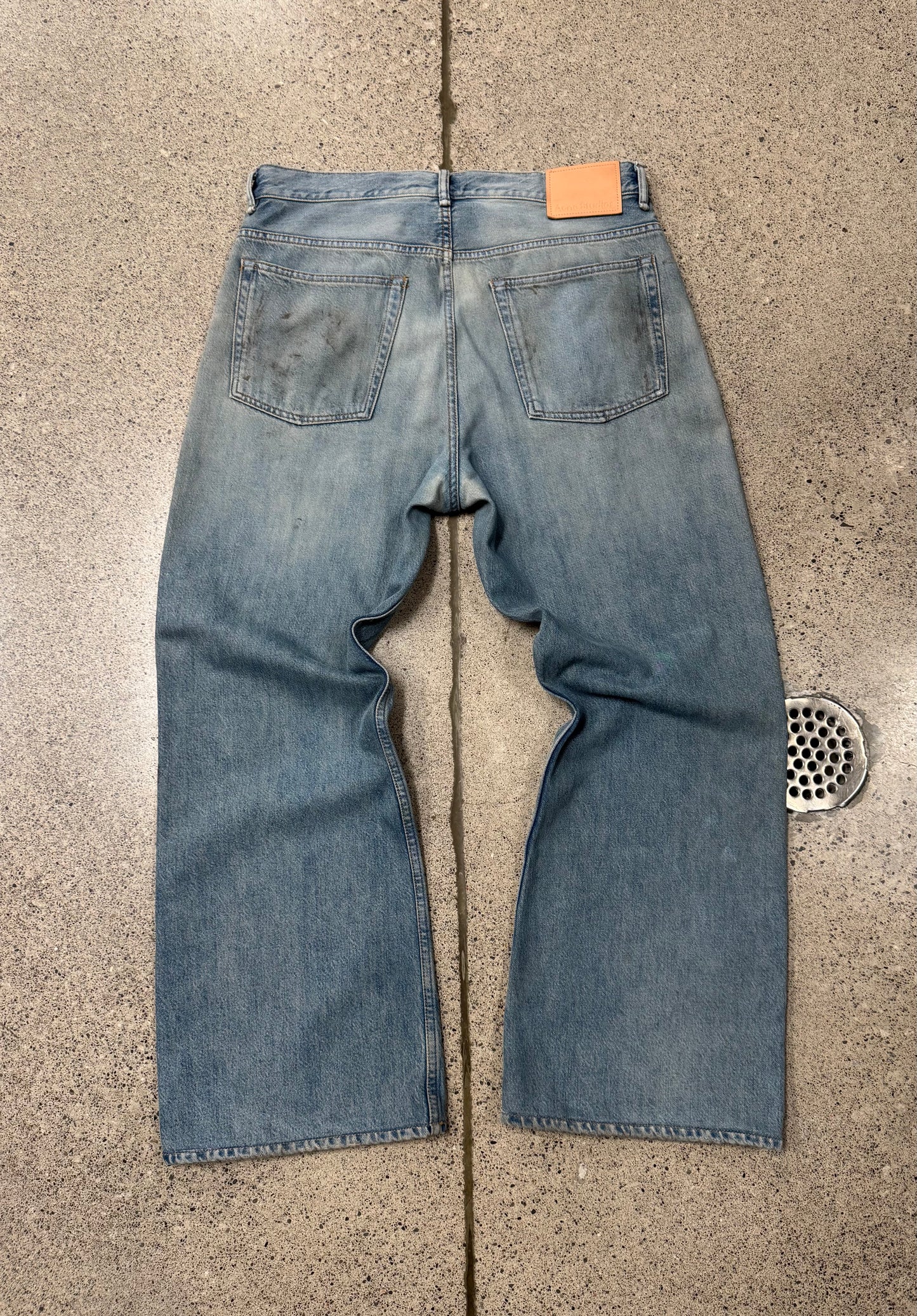 2021 Acne Studios ‘Dirt Wash’ Blue Flared Cut Denim