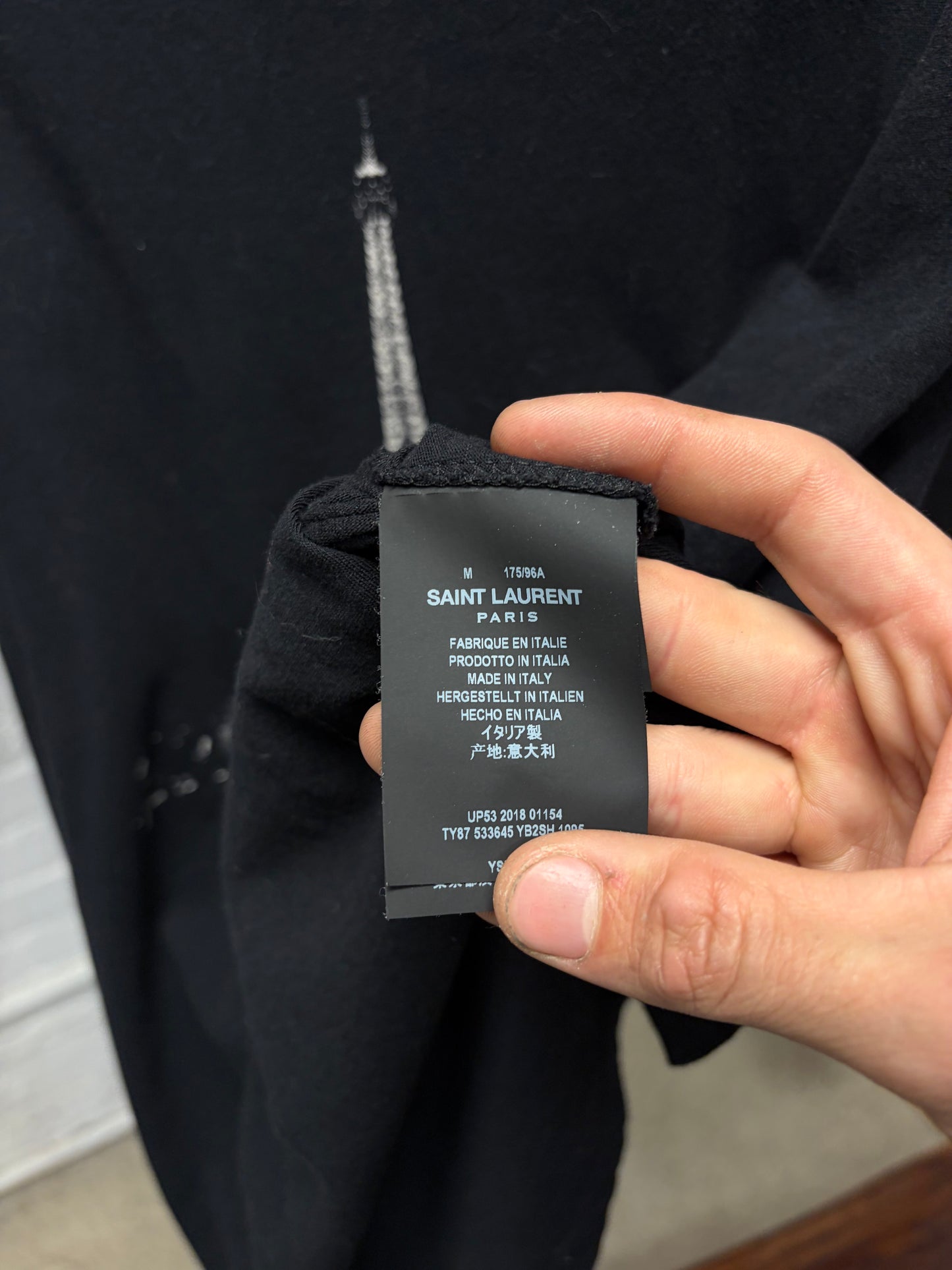 SS2018 Saint Laurent ‘Eiffel Tower’ Black Graphic T-Shirt