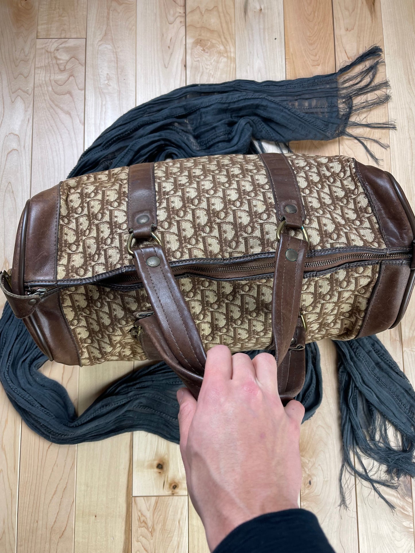 Vintage Dior ‘Trotter’ Monogram Brown Full Size Duffel Bag